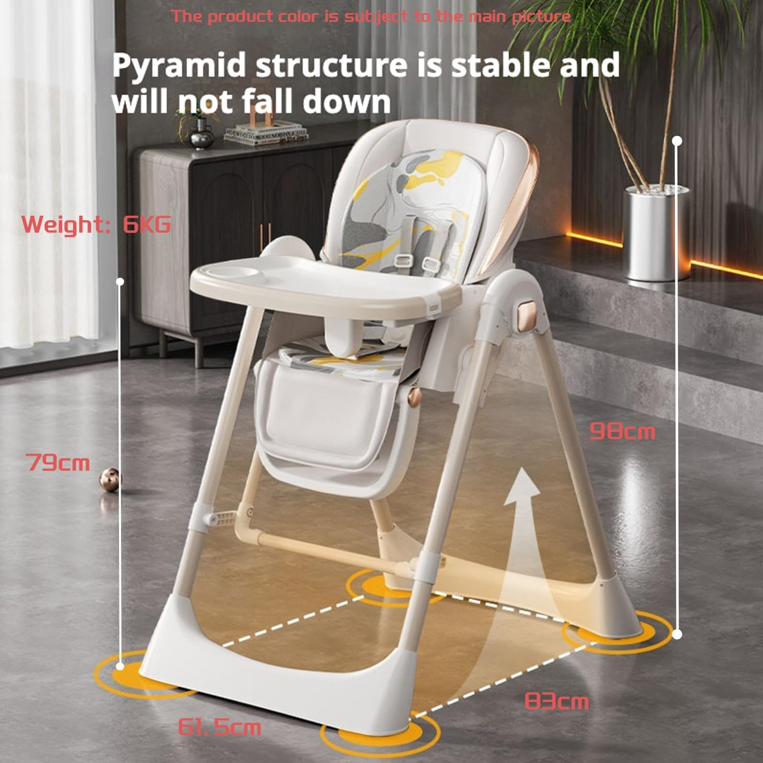 Baby High Chair & Toddler Chairs, Adjustable Baby Highchair with Recline, Wheels & Removable Tray, Convertible Feeding Chair & Baby Dining Chair for 6M~6Y(White) image number 6