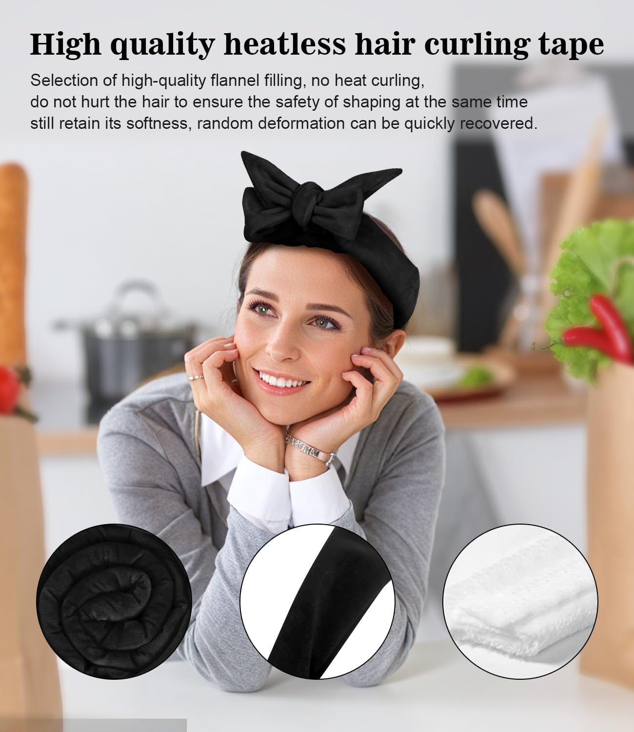 Curlers, Heat Free Curls, Hair Curlers, Overnight, Heatless Curling Band, Velvet, Night with Curling Band, DIY Hair Curler, No Hair Set, Hair Band, Wavy Shapers for Medium Hair image number 5