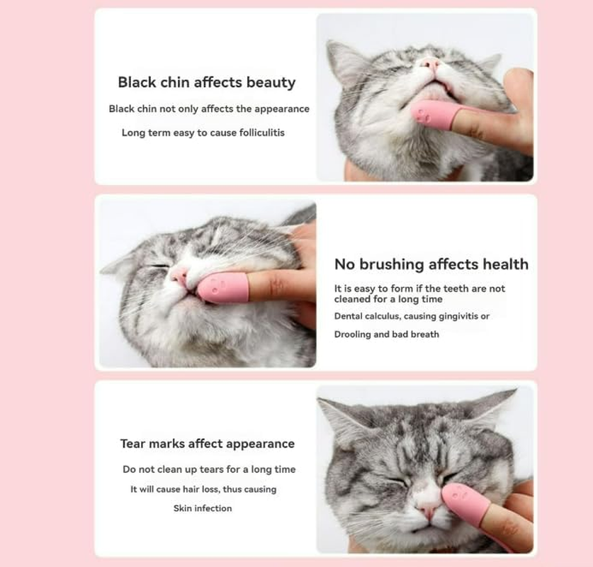 Cat Chin Brush,Silicone Scrubber for Cats Chin Cleaner,Finger Brush Silicone Pet Toothbrush, Cat Finger Toothbrush for Pet Dental Care,Finger Brushes Suitable for Puppies and Cats (B 2Pcs) - C 2Pcs image number 6