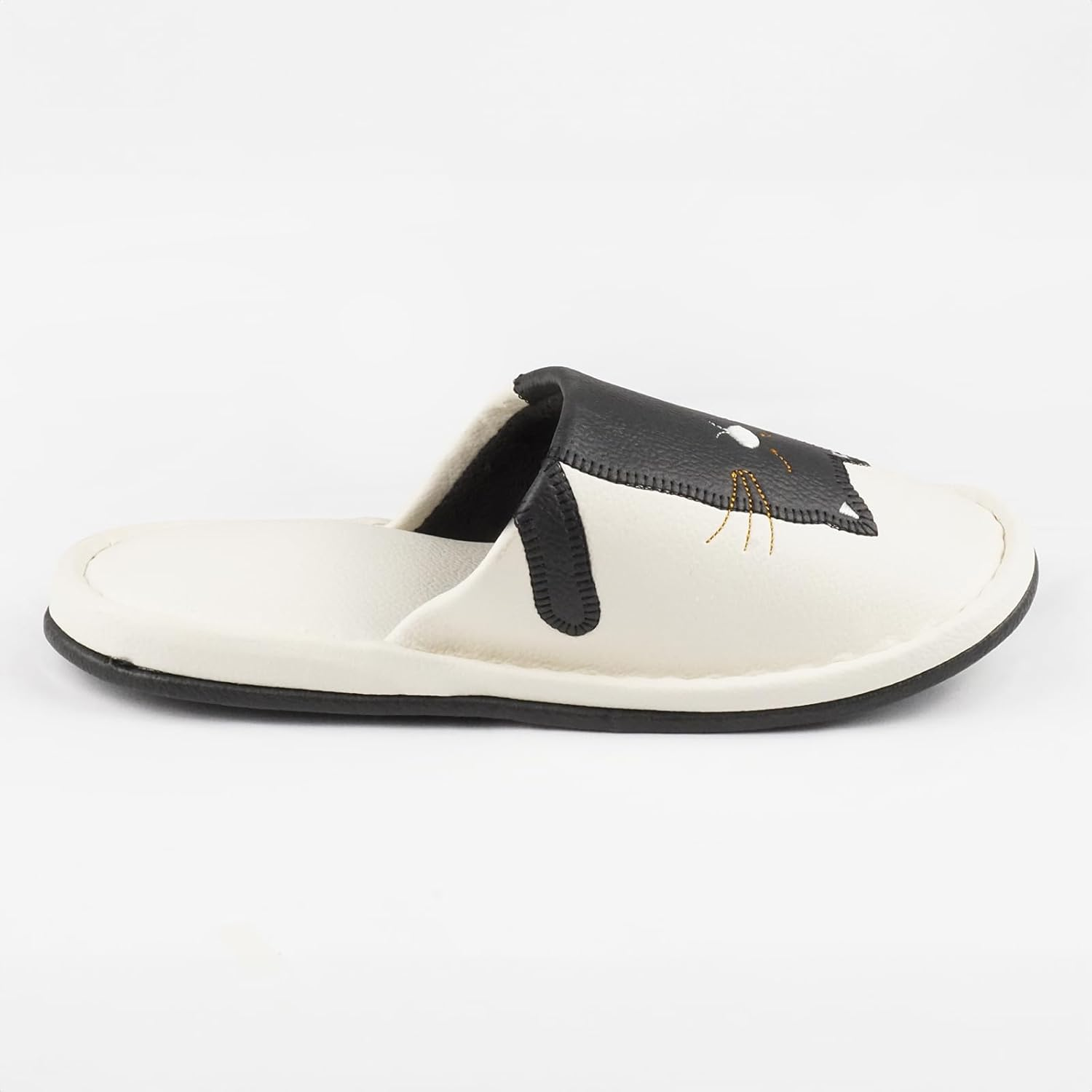 Basic Standard Toilet Slippers, Washable, Faux Leather, Slippers, Stylish, Monotone, Cat, White image number 4