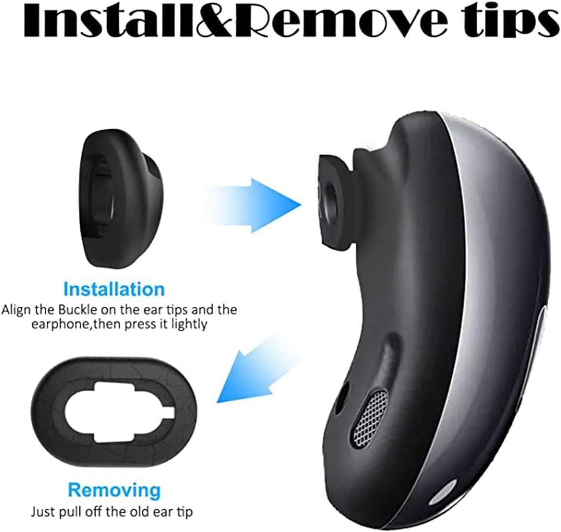 [8 Pairs] for Galaxy Buds Live Ear Tips Anti-Slip/Dust Silicone Ear Tips Ear Cushion Ear Gel Accessories Compatible with Samsung Galaxy Buds Live - S/L (Black) image number 4