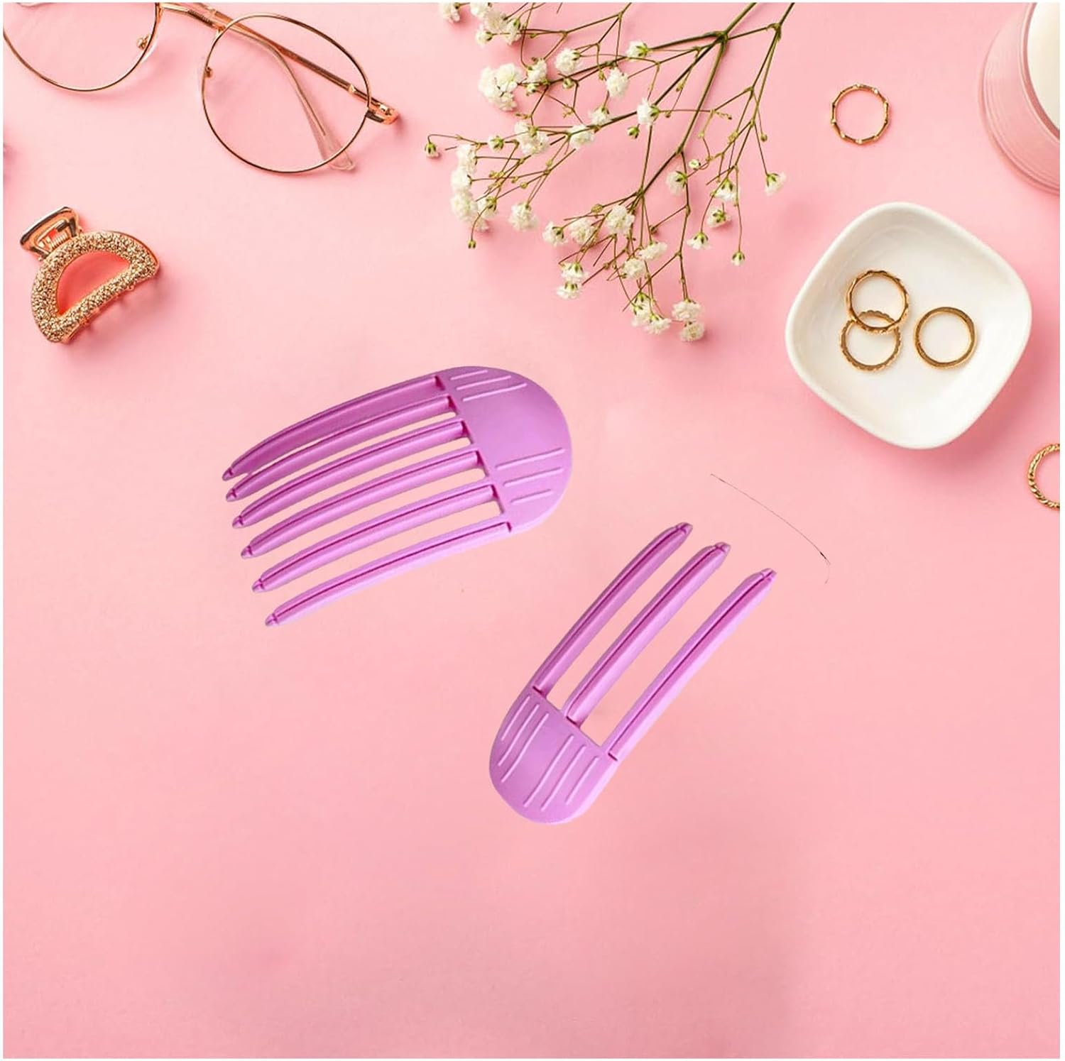 2 Pack Wind Shaping Styling Comb for Fluffy Bangs,Easy High Crown Volume Tool for Men and Women,Volumizing Hair Clips Instant No-Trace Hair Root Lifting Clips for Natural Voluminous Look,Pink image number 3