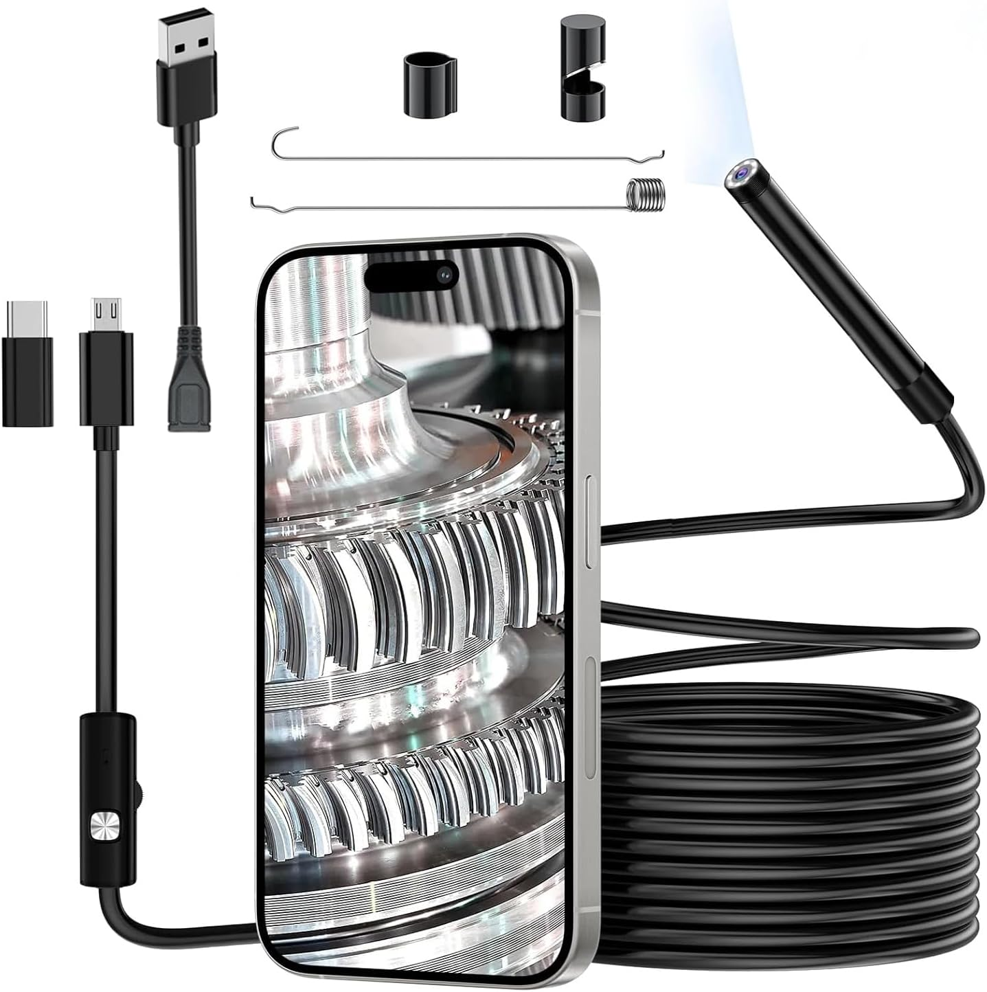 GONSIFACHA [IP67 Waterproof & Flexible Focal Length] High-Definition Endoscope Camera Compatible with Android/Windows,Smartphone Connection,Auto Maintenance,Plumbing Inspection,For Home/Industrial Use image number 2