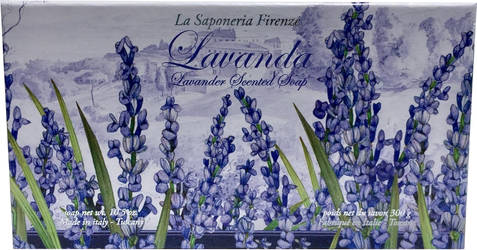 Bath Soap La Saponeria Firenze by Saponificio Artigianale Fiorentino Italian Spa Cleanser Made in Tuscany 10.5 Ounce Decorative Bar Lavanda (Lavender) image number 5