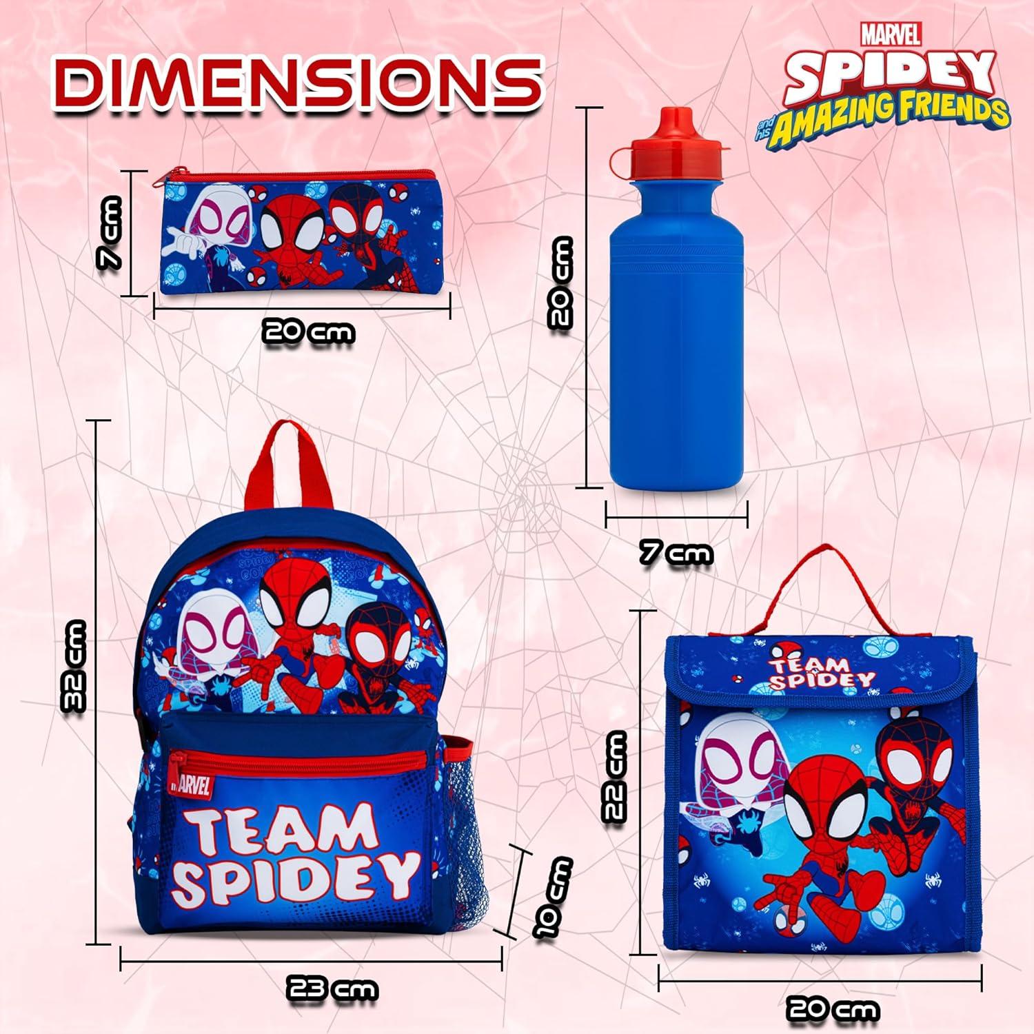 Marvel Spidey & His Amazing Friends Backpack 4 Piece School Set | Includes Backpack, Lunch Box, Water Bottle, and Pencil Case | Boys Back to School Essentials | Kangaroo Pocket & Mesh Side Pocket image number 5