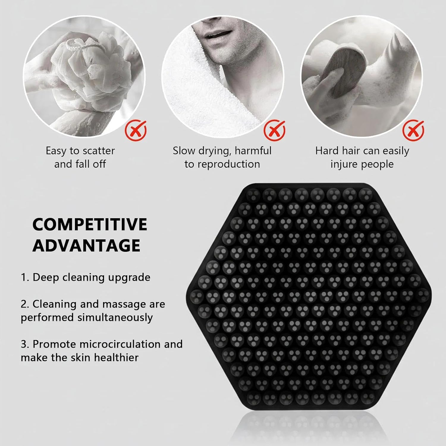 Silicone Face and Body Scrubber for Gentle Cleansing and Exfoliation, Manual Facial Cleansing Brush with Soft Bristles for Sensitive Skin - Fengea
