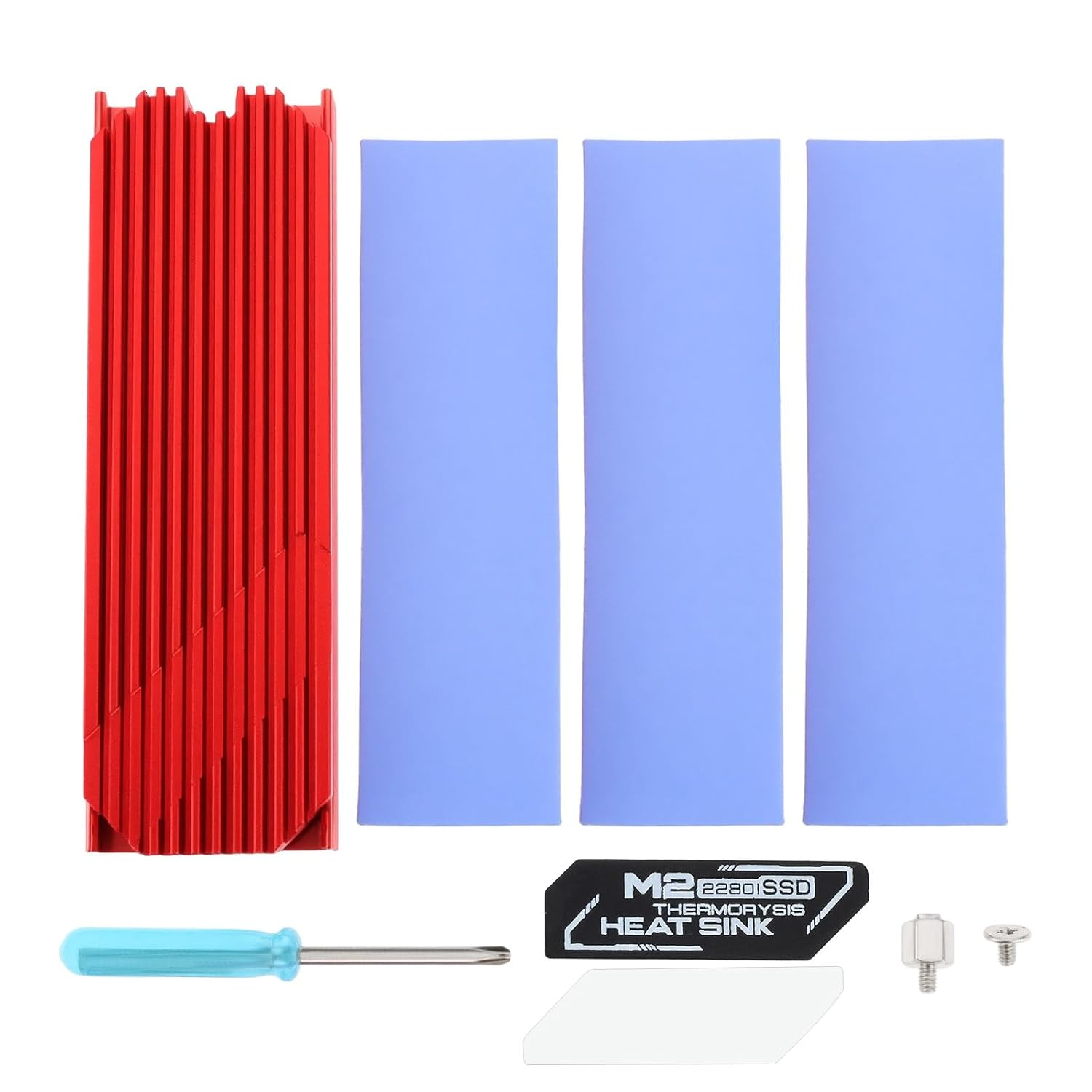 YINETTECH M.2 2280 SSD NVME Heat Sink Cooler Kit Single Double Side Heatsink Aluminum Red