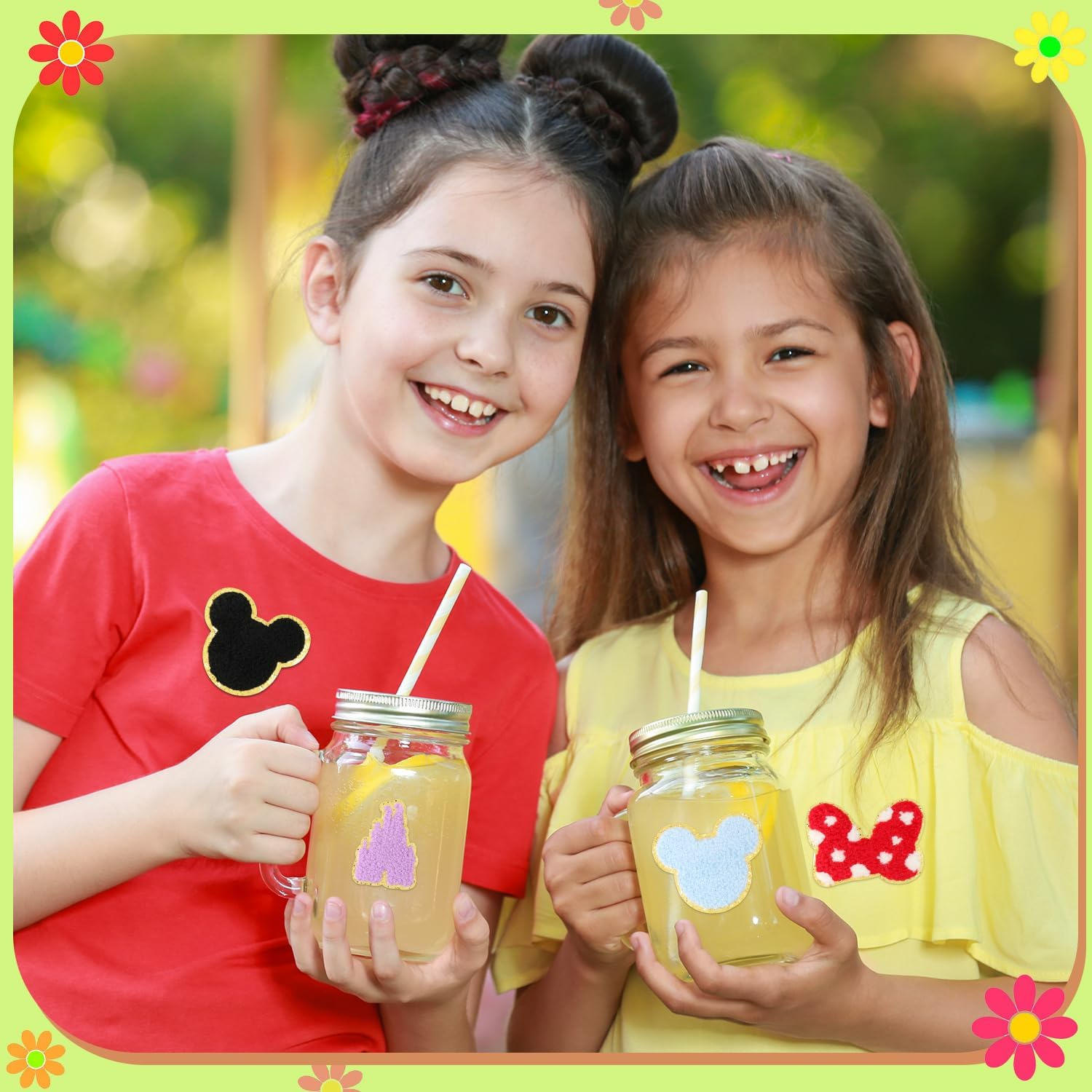 CCOZN 20 PCS Chenille Mouse Head Iron on Patches, Colorful Chenille Castle Bowknot Mouse Embroidered Patches Sew on Embroidered Applique DIY Accessory for Clothing Hats Jackets Backpack Pants image number 1