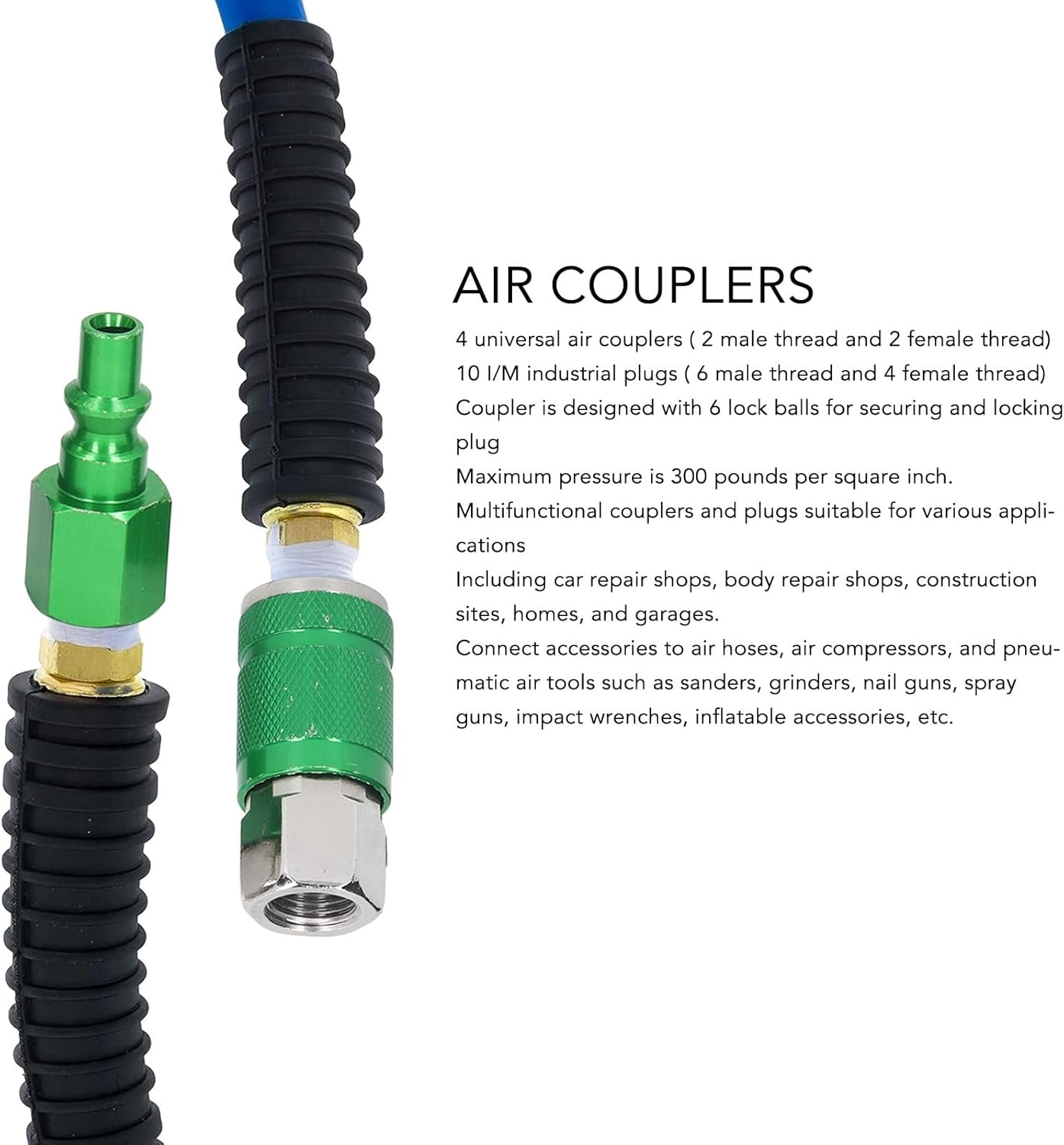 4Pcs Universal Air Coupler and 10Pcs I/M Plug Kit 1/4In NPT ARO Air Compressor Hose Fittings Aluminum Alloy Air Hose Fittings Set image number 5