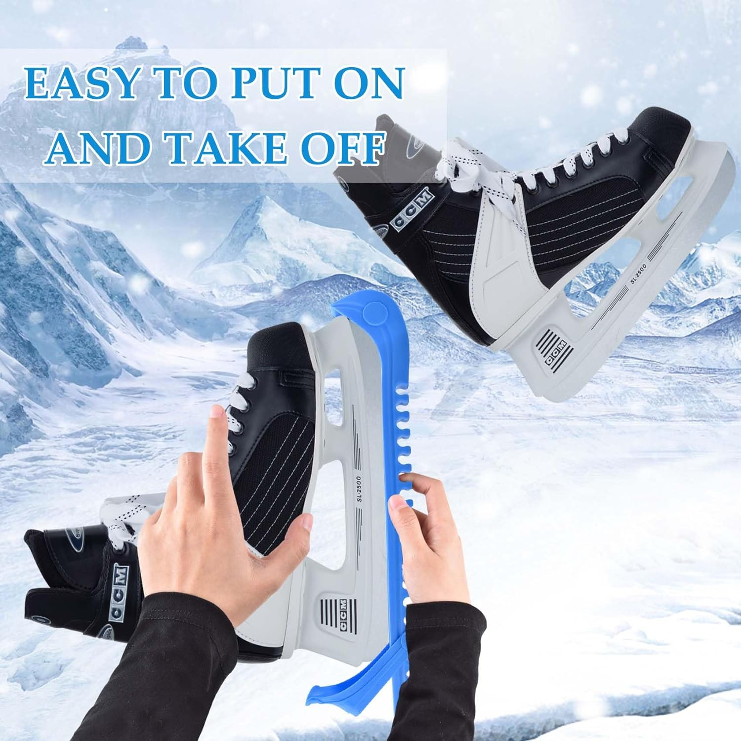 Ice Skate Guards, 1 Pair Ice Skate Blade Covers Skate Blade Protector, Ice Hockey Equipment with Adjustable Buckle for Ice Skating, Figure Skates, Hockey image number 2