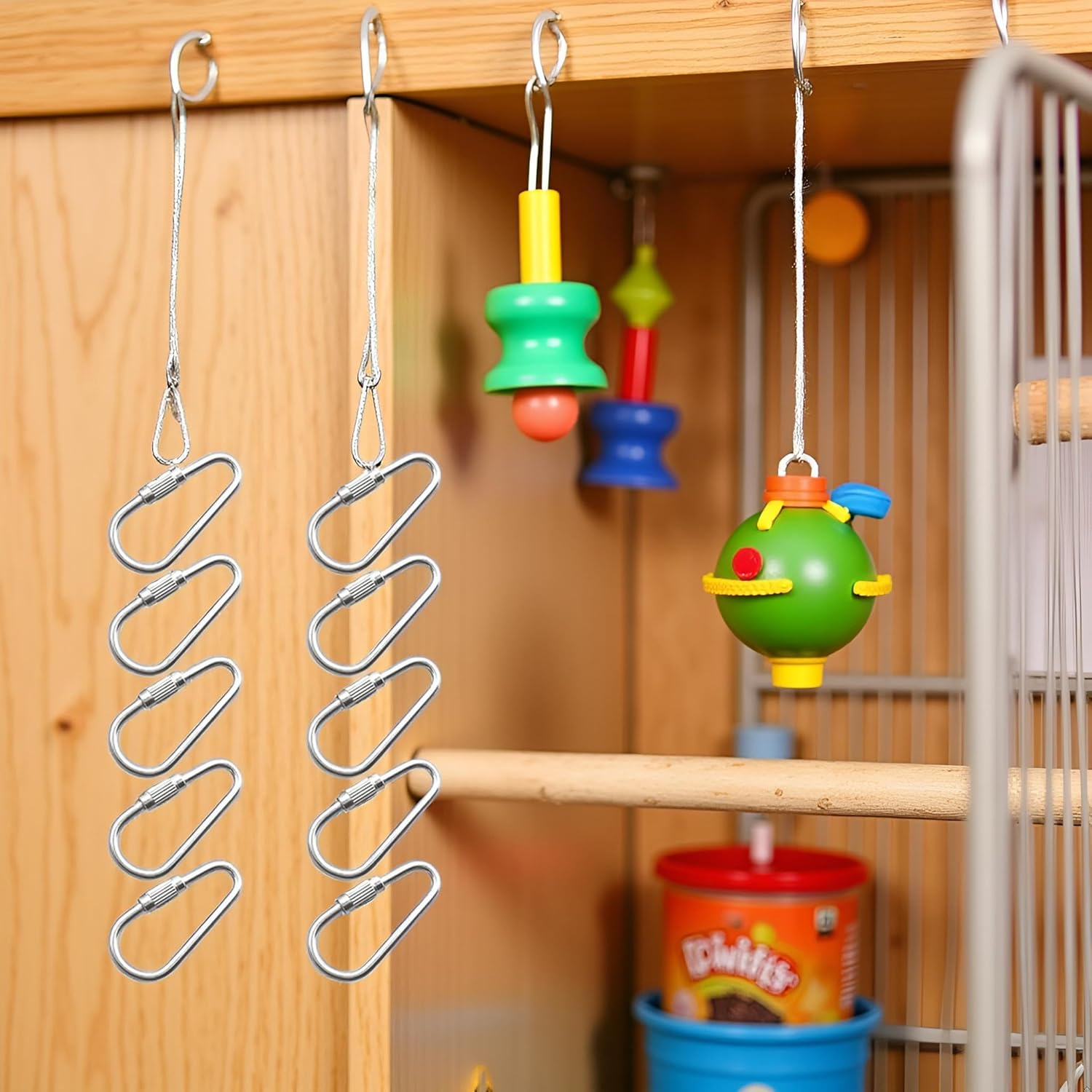 10 Pcs Silvery Parrot Toy Hook Stainless Steel Parts Heavy Duty Metal Hooks Suitable for Most Bird or Small Animal Hanging Toys Parrot Bird Hooks Metal Stainless Steel Parts DIY Bulk Birds image number 3