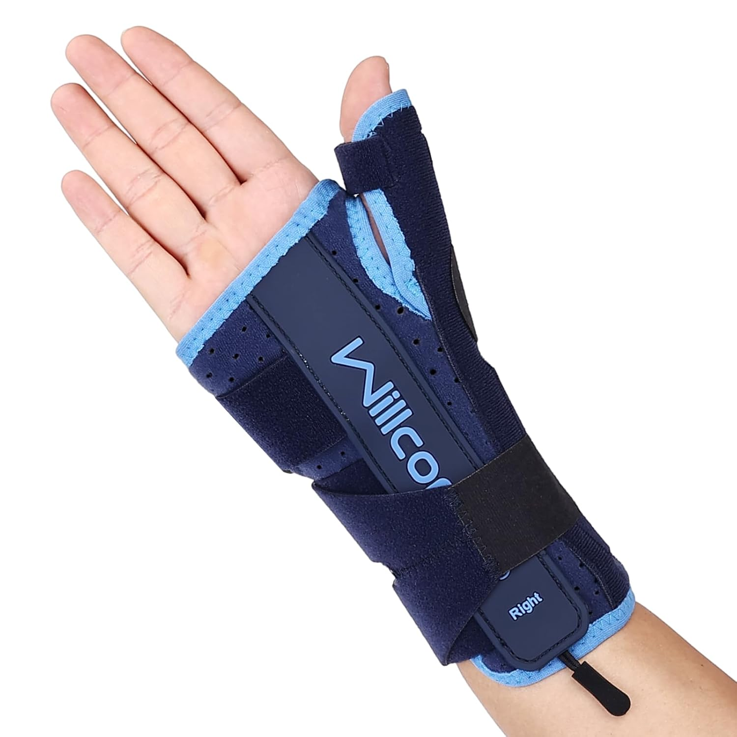 Willcom Night Wrist Brace and Thumb Spica Splint Stabilizer-Breathable Lightweight-Support for De Quervains Tenosynovitis, Arthritis(Right Hand-M,6.75-9.5 Inch)
