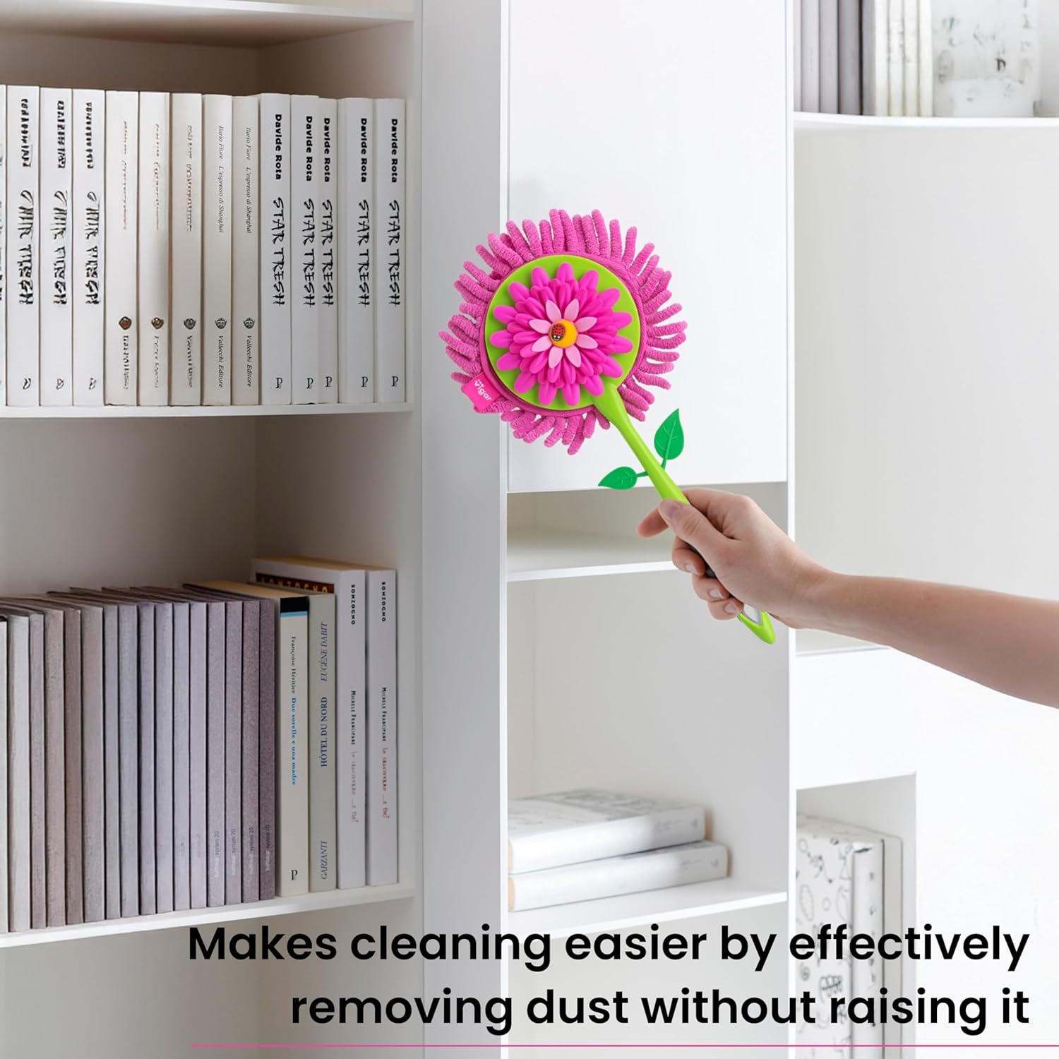 Vigar Flower Power round Microfibre Duster, Pink image number 5
