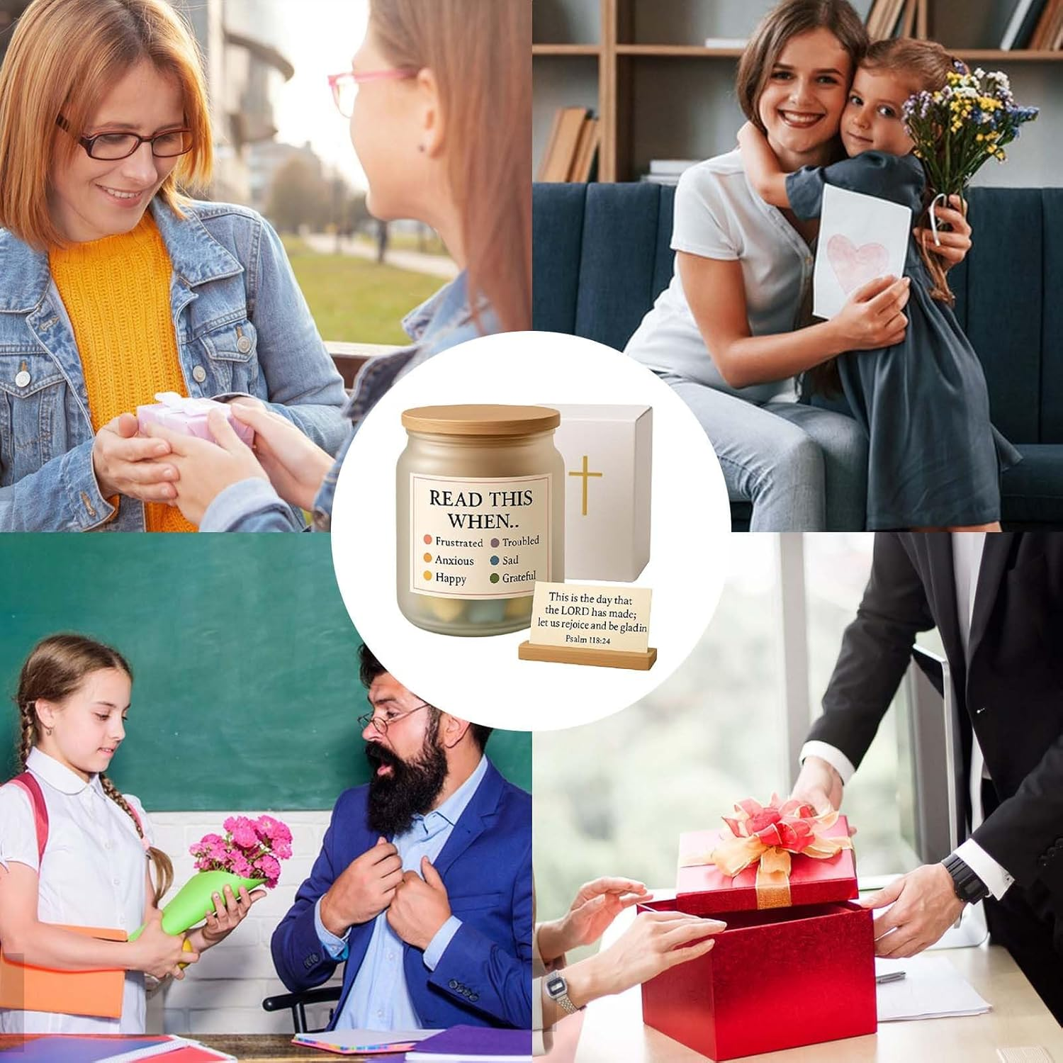 Prayer Glass, Vessel with Bible Verses - Bible Saying Basket Inspirational Prayers for Women Birthday Godmother Easter Christian Christening Home Morning Pastor Bedside Table image number 2