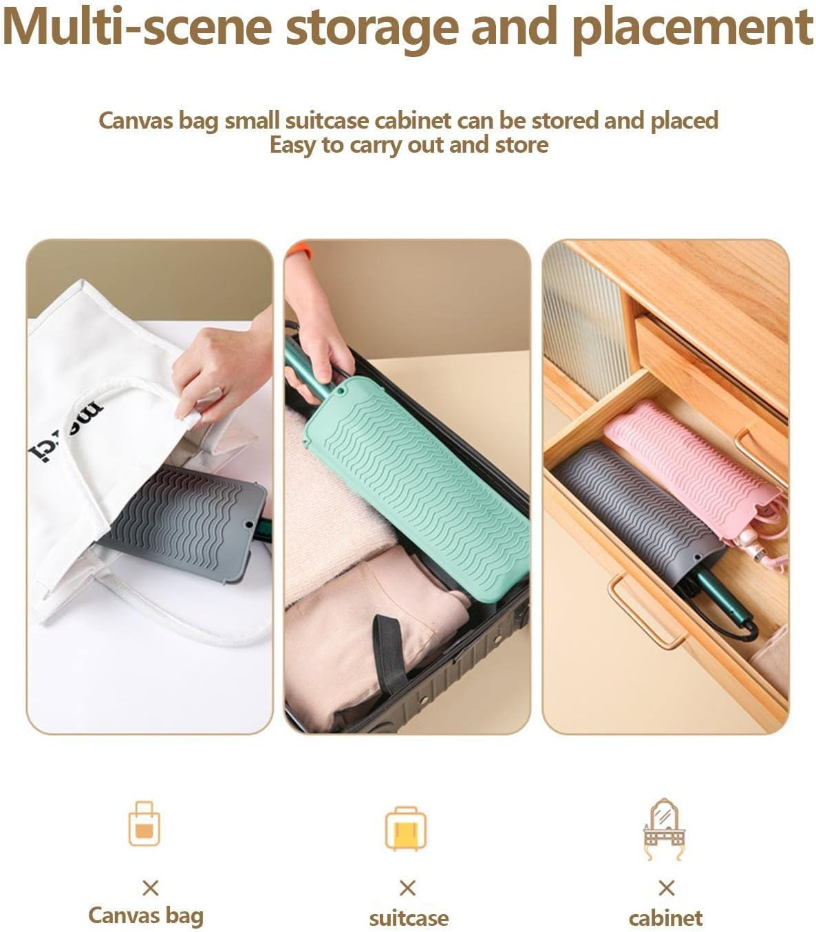 Heat Resistant Straightener Pad | Travel Hair Straightener Mat | Portable Heat Resistant Silicone Mat for Hair Styling Tools, Flat Irons and Curling Irons Pochy image number 5