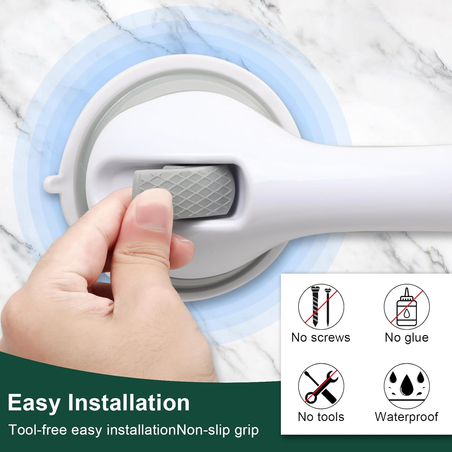 Sunzone 2 Pack Suction Grab Bars, Grab Bar for Elderly,Heavy Duty Shower Handle,Bathroom Grab Bars for Seniors,Removable Shower Handrails image number 3