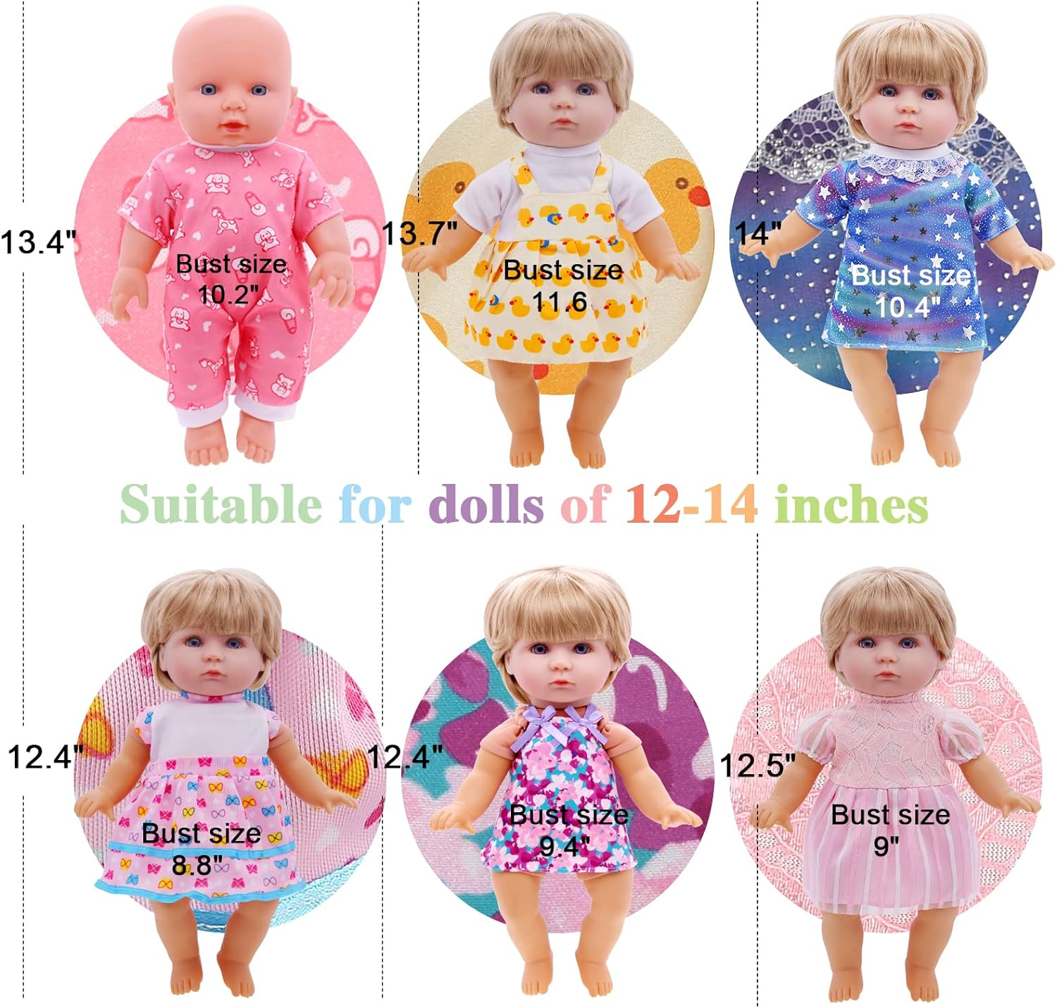 Girl Doll Clothes and Accessories - 12 Sets Doll Clothes for 12 Inch Dolls, Alive-Baby Doll Clothes Dress Pajamas Swimsuits, Lovely Baby Doll Outfits Accessories for Christmas Birthday for Little Girl image number 3