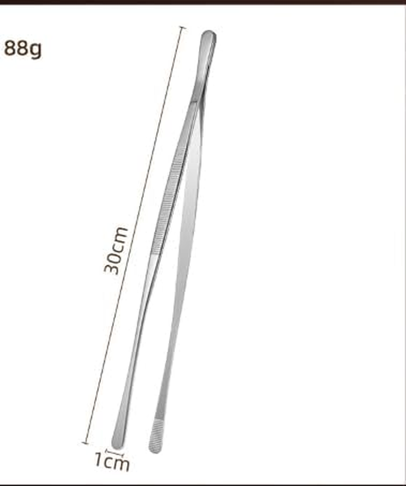 Long Grill Tongs, Heavy Duty Stainless Steel Tweezer Tongs for Cooking, Grilling, Barbecue/Bbq, Buffet and Turning Food (Silvery, 30CM) image number 1
