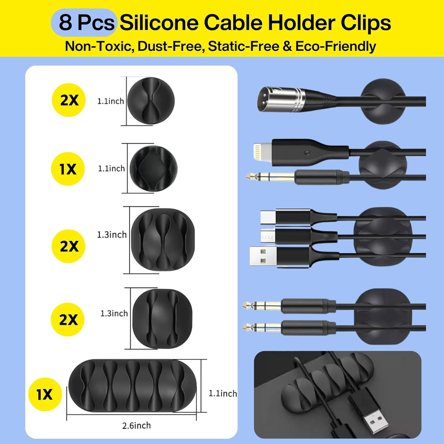 [313 Pcs] Cable Management Kit, 67 Adhesive Cable Clips, Desk Cord Organizer, 22 Reusable Cable Strap, 4 Cable Sleeve Split, 200 Nylon Cable Zip Ties with 20 Mounts for TV Office Home, Black