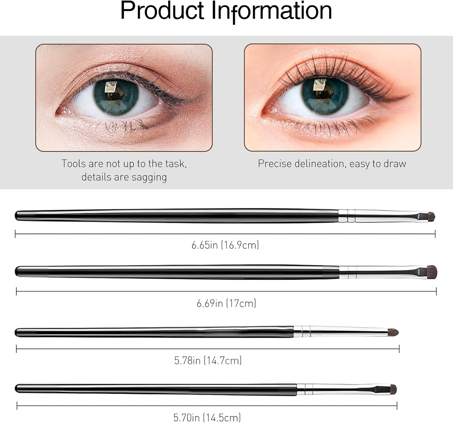 4-Pcs Mini Smudge Brush for Eyeliner,Eyeshadow Brushes,Eyeliner Brush for Eye Liner Blending, Highlighting Brush,Concealer Brush, Natural Bristles Pony Hair Eye Makeup Brush Sets image number 5