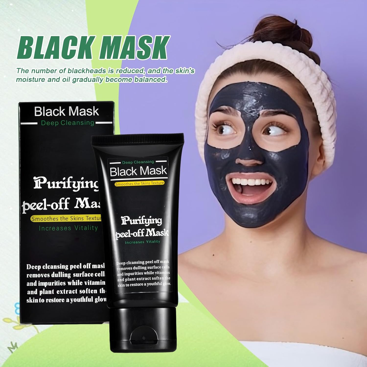50Ml Blackhead Remover Mask - Activated Charcoal Peel off Mask for Face & Nose - Deep Pore Cleaner for Women & Men - Blackhead Treatment & Pore Release image number 2