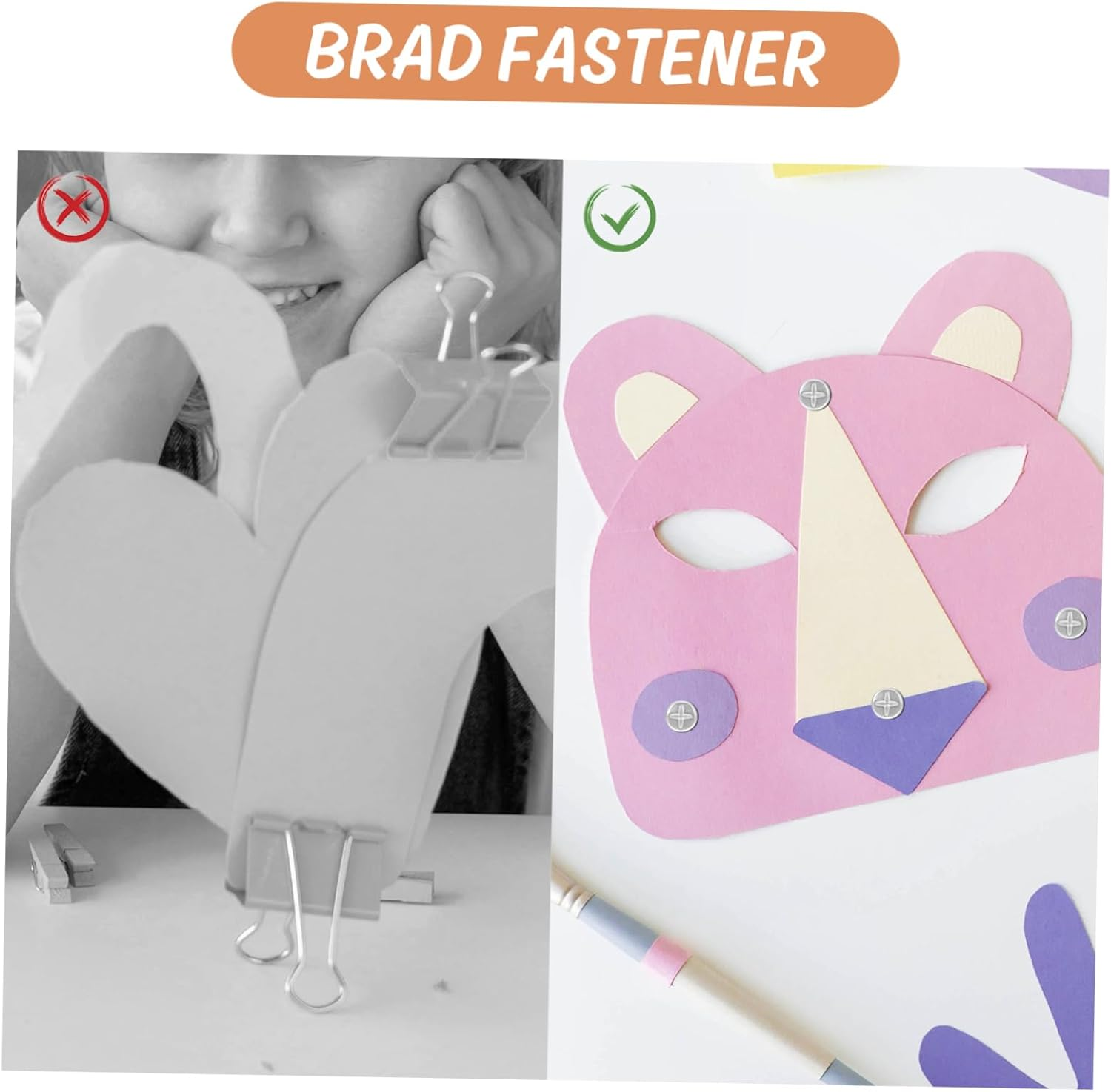 Veemoon 100Pcs Scrapbooking Paper Fastener Craft DIY Paper Fasteners Brads for Crafts Safe for Boys and Girls image number 4