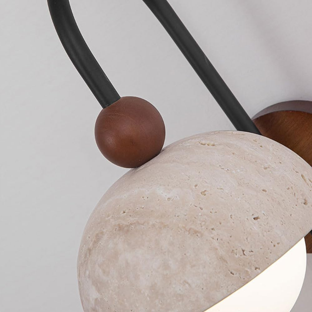 Natural Stone Wall Sconce Globe Glass Wall Mount Light Wood Wall Lamp Nordic Hardwired Sconces G9 Vanity Lighting with White Glass Ball for Living Room Bedroom Bedside XXZ