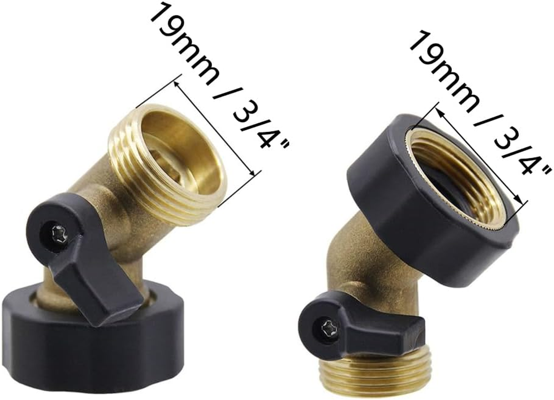 3/4'' Brass Garden Hose Connector, 45Degree Brass Manifold Tap Elbow Adapter, Irrigation Hose outside Tap Adaptor, Heavy Duty Hose Adapter, Threaded Elbow BSP Connector for Garden Hose - 4Pcs image number 1