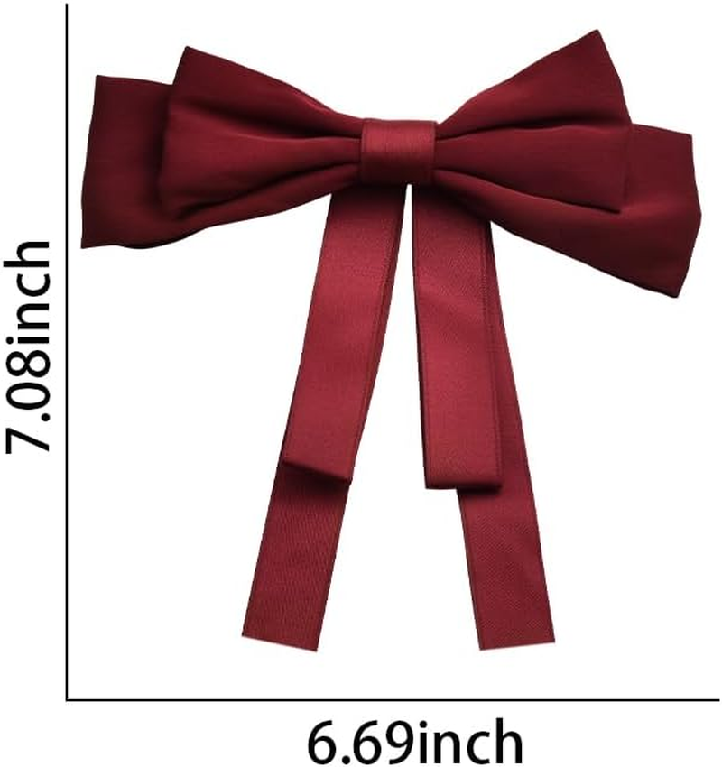 Red Bow Hair Clips for Women and Girls - Large Knot Tassel Ribbon Bowknot Accessories image number 1