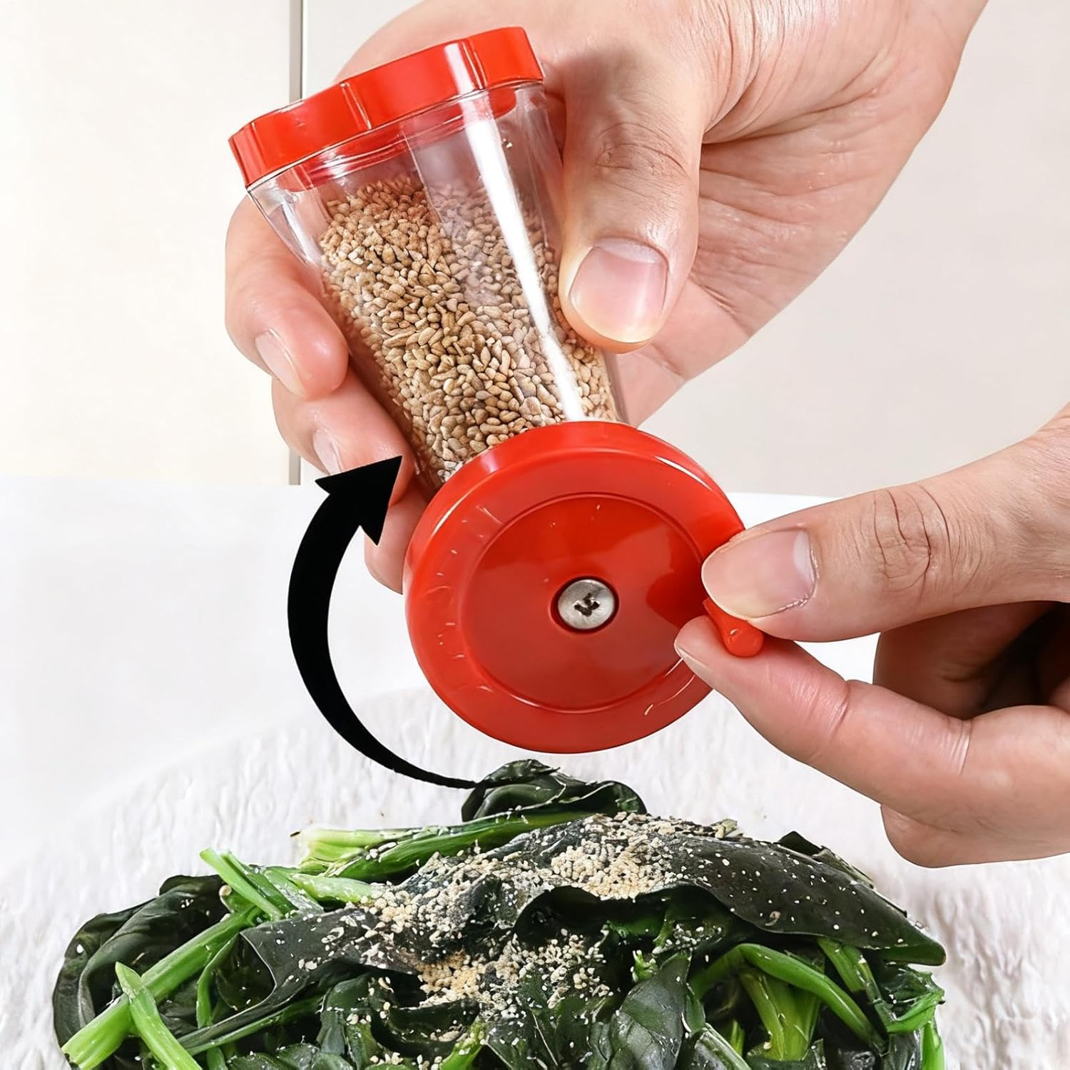 Sesame Seed Grinder, Manual Sesame Flaxseed Mill, Hand Seasoning Crusher Tool, Portable Salt or Pepper Grinder, Home Kitchen Gadgets for Coffee Tea Salads Rice Noodles