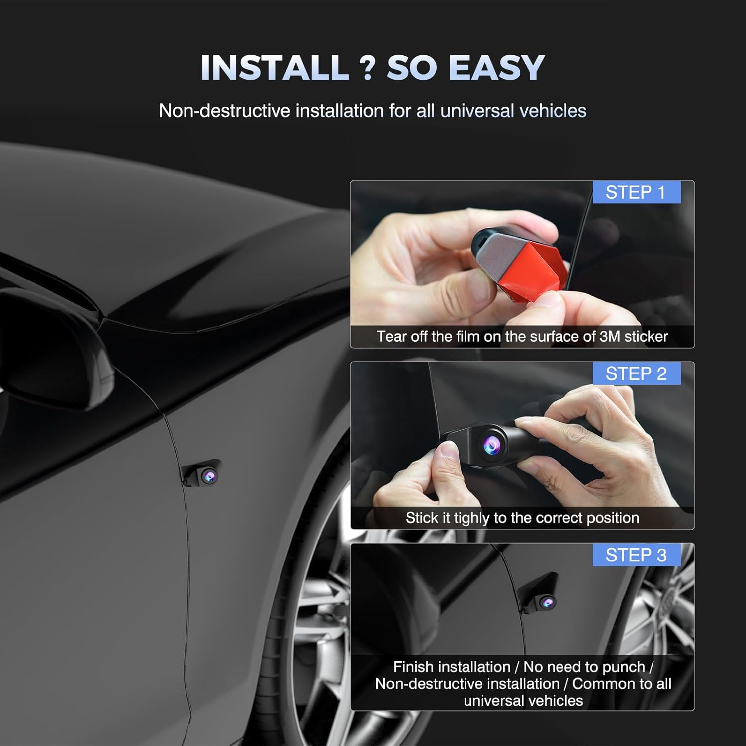 PRUVEEO H5-4CH 12'' Rear View Mirror Camera,4 Channel Mirror Dash Cam Detached Camera Fhd1080Px4,Dash Cam Front and Rear and Side(Left,Right),Night Vision,Gps,Parking Monitor,Free 128GB Card image number 4