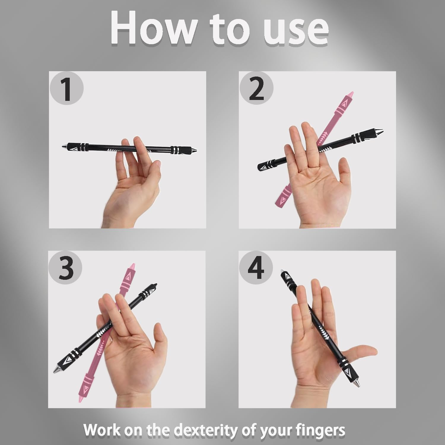 Metal Head Spinning Pen Dual-Color No Refill Needed 8.5-Inch Weighted Fidget Spinner Pen for Adults Office Supplies Finger Spinner for Stress Relief and Brain Training (Black/White) image number 1