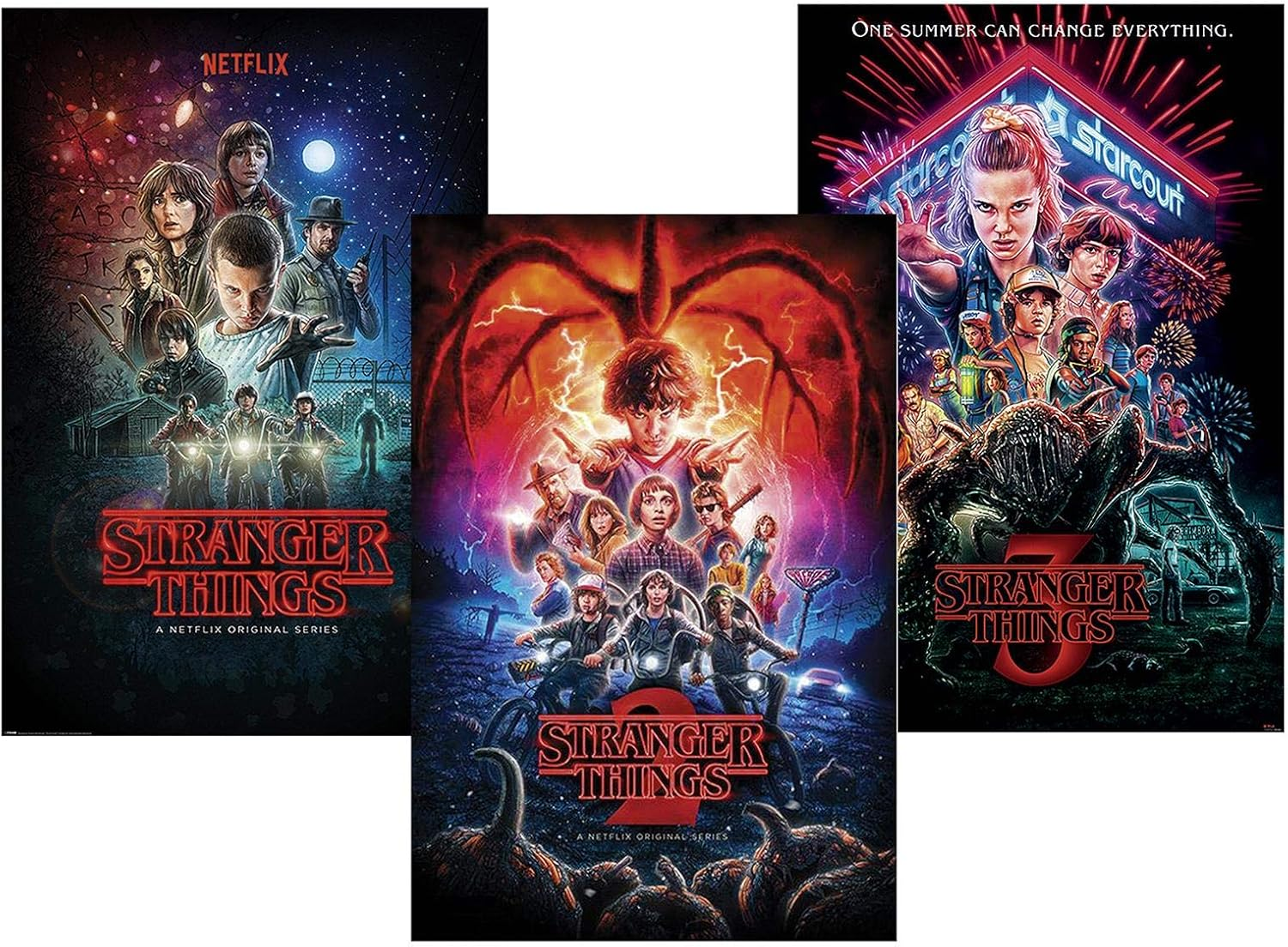 Close up Stranger Things Poster Set of 3 Season 1, 2 and 3 (61Cm X 91,5Cm) image number 1