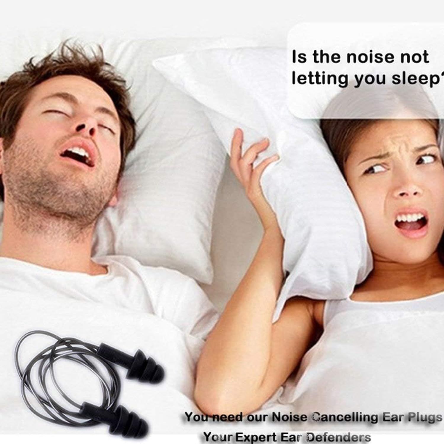 6PCS Ear Plugs for Sleeping with 32Db Noise Reduction, Reusable Soft Silicone Ear Plugs for Swimming, Snoring, Work, Concerts, Shooting, Travel - 3 Pairs with Cord & 3 without Cord image number 2