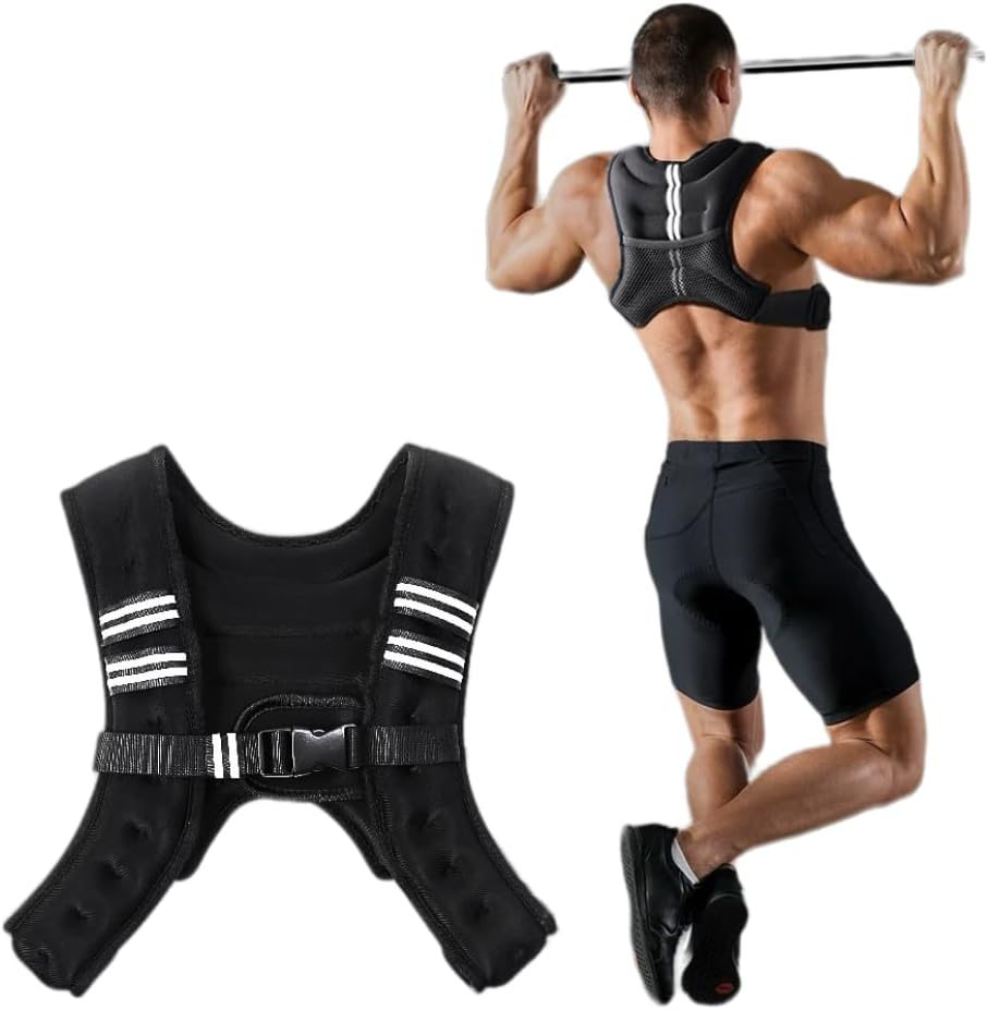 Weighted Vest, 3KG/5KG/8KG/10KG Body Weight Vests,Adjustable Weight Vest with Reflective Stripe for Workout, Strength Training, Running, Fitness, Muscle Building, Weight Loss, Weightlifting image number 4