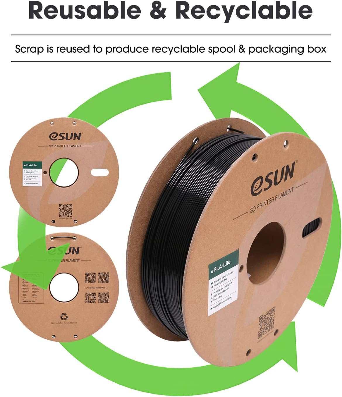 Esun PLA Filament 1.75Mm, 3D Printer Filament Upgraded PLA Filament, Dimensional Accuracy +/- 0.03Mm, 1KG Spool (2.2 LBS) 3D Printing Filament for 3D Printers,Black