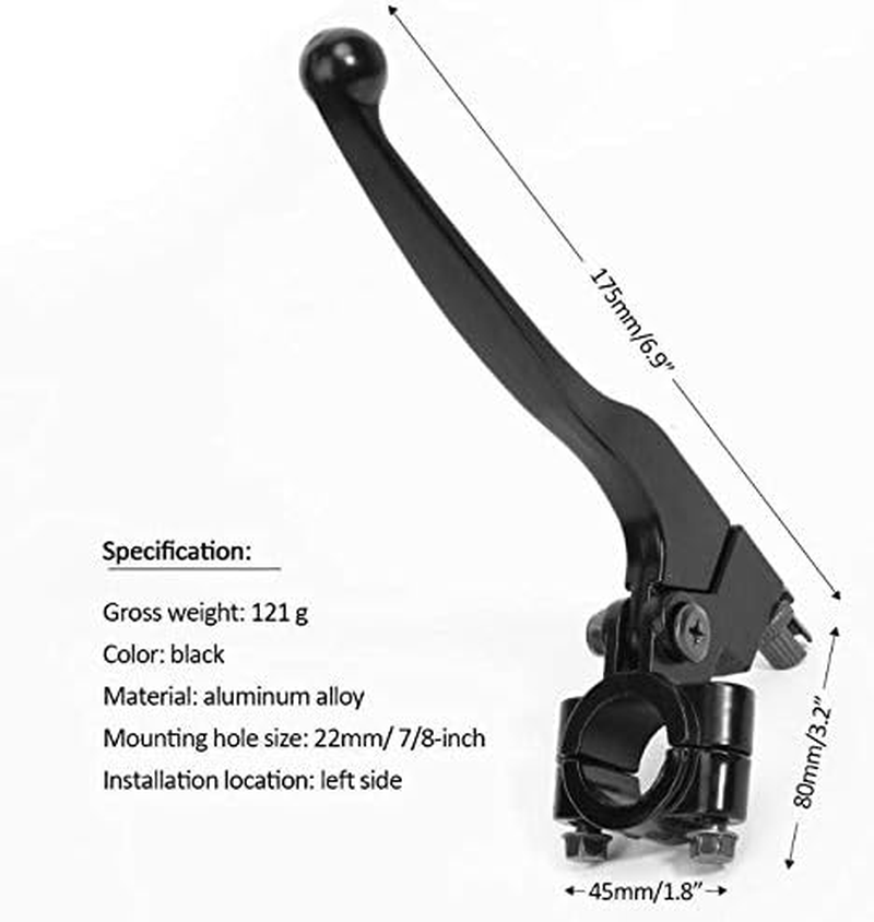 GLXAU Aluminum Left 22Mm 7/8 Inch Handlebar Clutch Lever for Pit Dirt Bike Motorcycle ATV Motorcycle Accessories Brakes Parts (Color : Black) image number 1