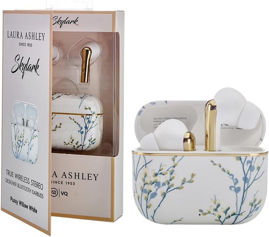 Laura Ashley TWS Wireless Earbuds by VQ - Skylark Wireless Earphones with Bluetooth 5.4, HD Mic & ENC Noise Cancelling - 40H Backup Rechargeable Ear Buds Compatible with Ios & Android - Wild Meadow