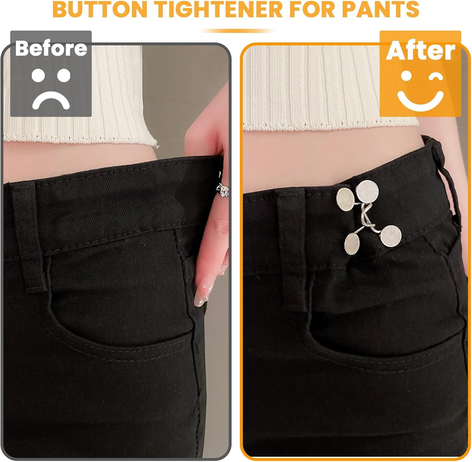 Yitexin 36 Pcs Pants Jean Buttons for Loose Jeans Adjustable, No Sewing Pant Waist Tightener, Pants Clips to Tighten Waist Size Down, Waist Buckle Extender Pins Adjuster for Women (6 Sets, 3 Colors) image number 4