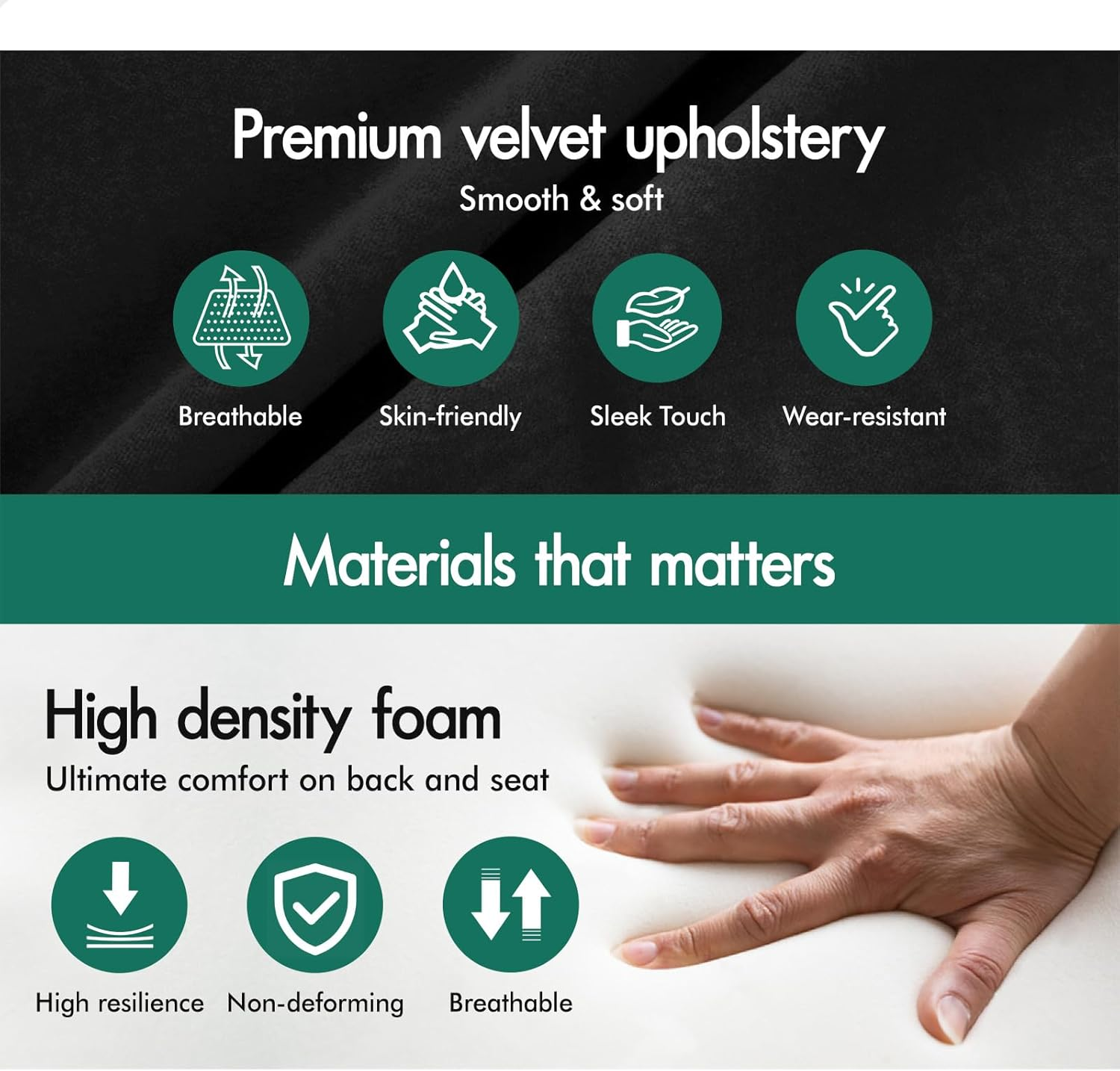 ALFORDSON Velvet Armchair Accent Chair Venus Series with Solid Wooden Legs, Nursing Chair Lounge Sofa for Reading Bedroom Living Dressing Room, Max 180Kg, Black image number 1