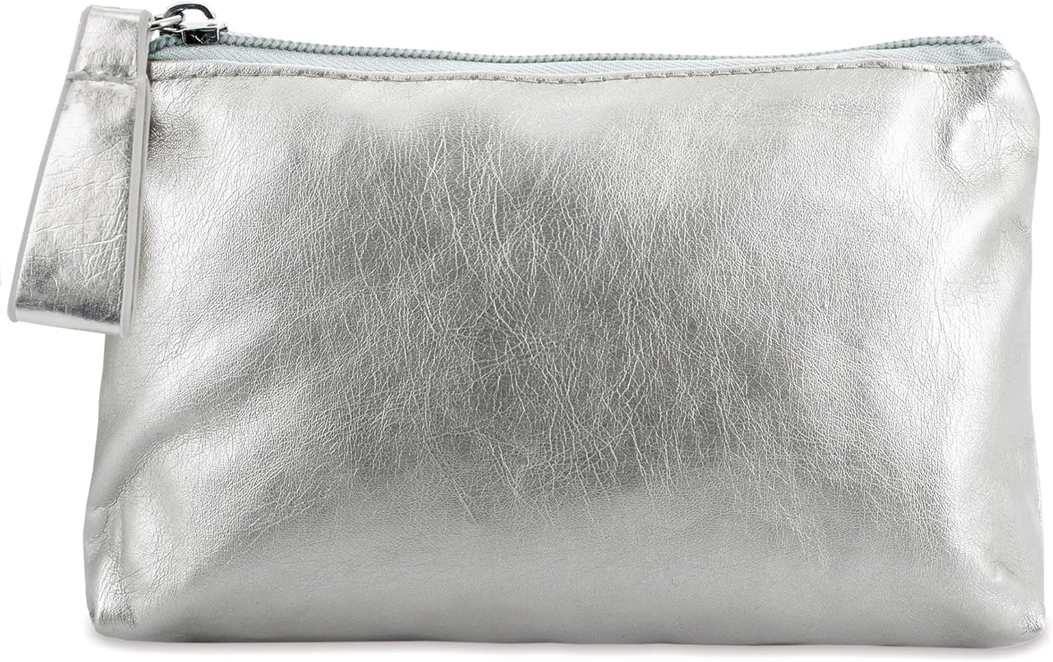 Women'S Faux Leather Toiletry Bag Metallic Finish with Zipper and Handle Cosmetic Bag for Travel - Golden Large image number 4