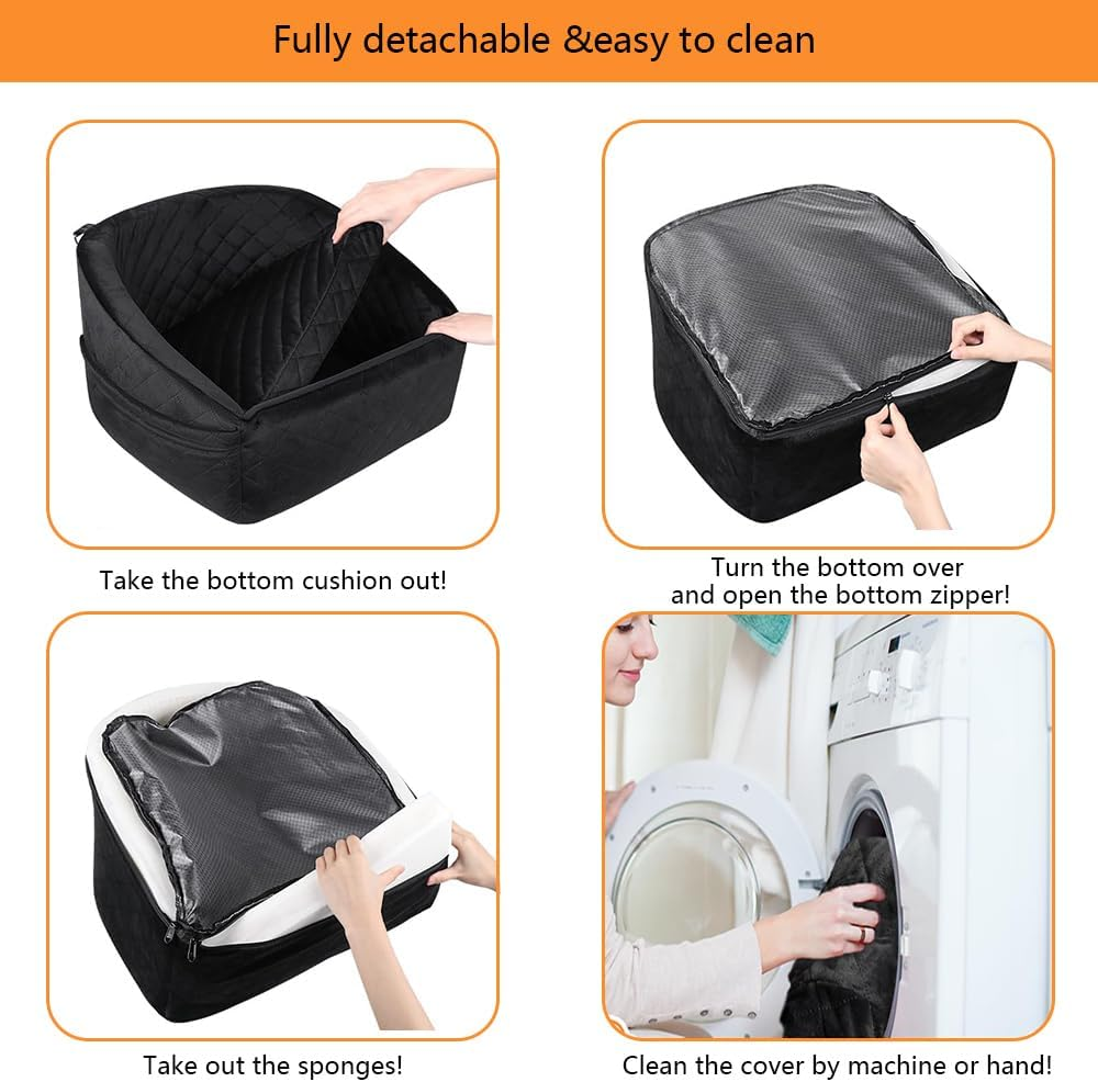 HYAVIA Dog Car Booster Seat for Small & Medium Dogs under 30Lbs with Safety Belt & Storage Pockets - Detachable Washable Travel Bed for Front & Back Seats (Black) image number 4