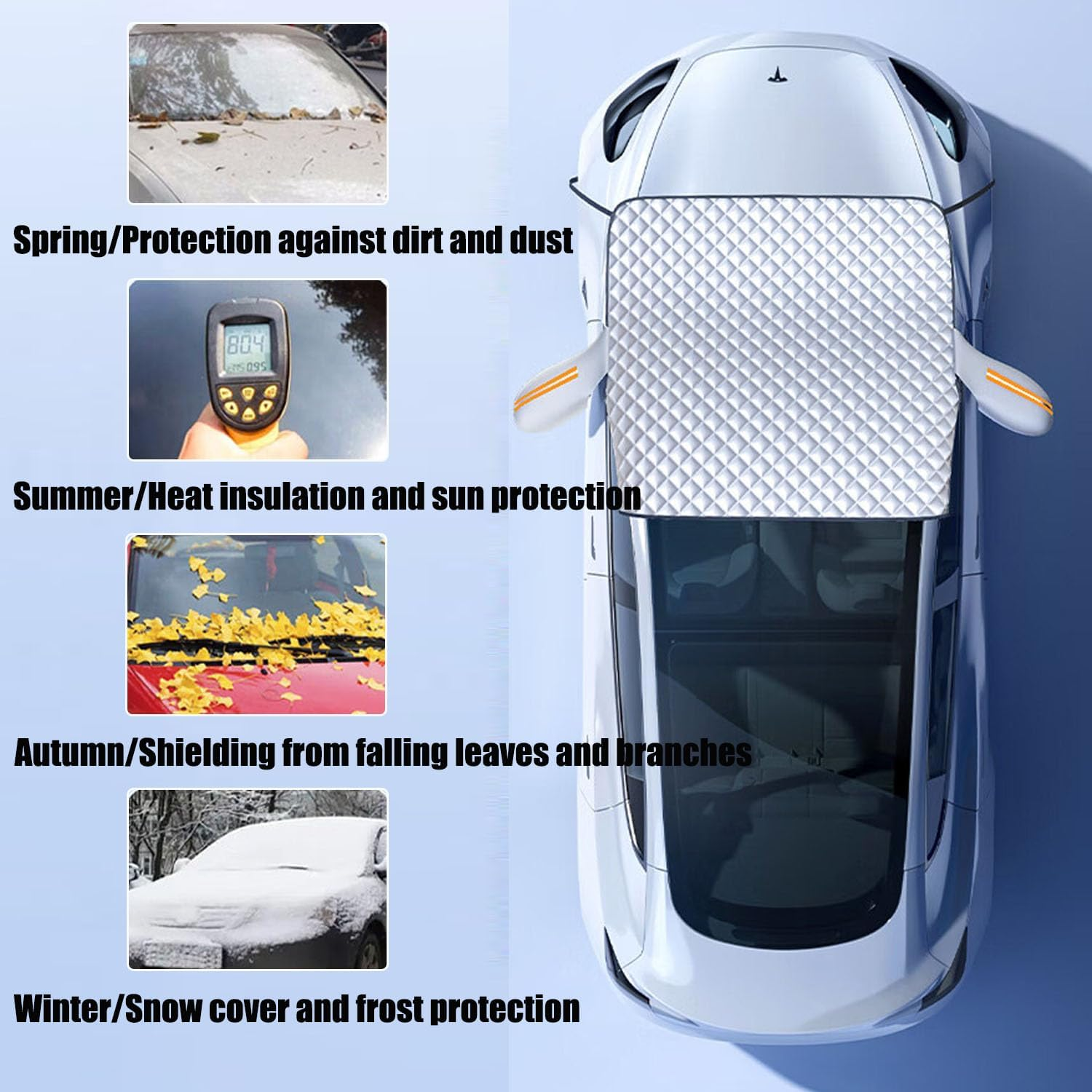 5Pcs Car Windshield Sun Shade, Winter Windshield Protector, Sunshade Front Window Automotive Covers, Car Windscreen Cover with Side Mirror Cover (160Cm) image number 5