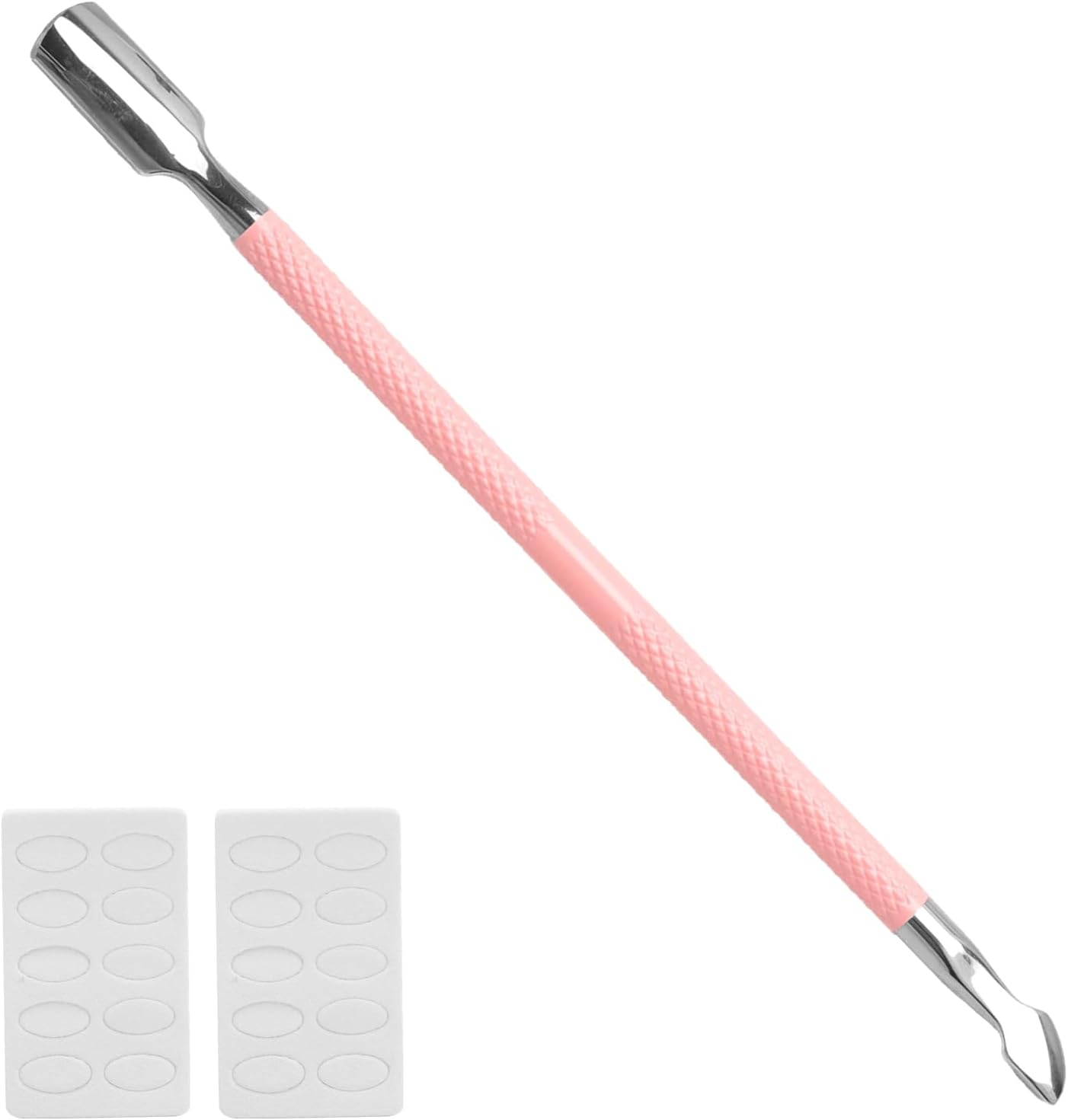 TNSLAND Cuticle Pusher for Manicure Pink Stainless Steel Cuticle Pusher Metal 12.7 Cm with 20 Sandpaper Nail Cleaner Fingernails, Professional Nail Pusher Nail Art Tool for Nail Care, Nail Studio image number 2