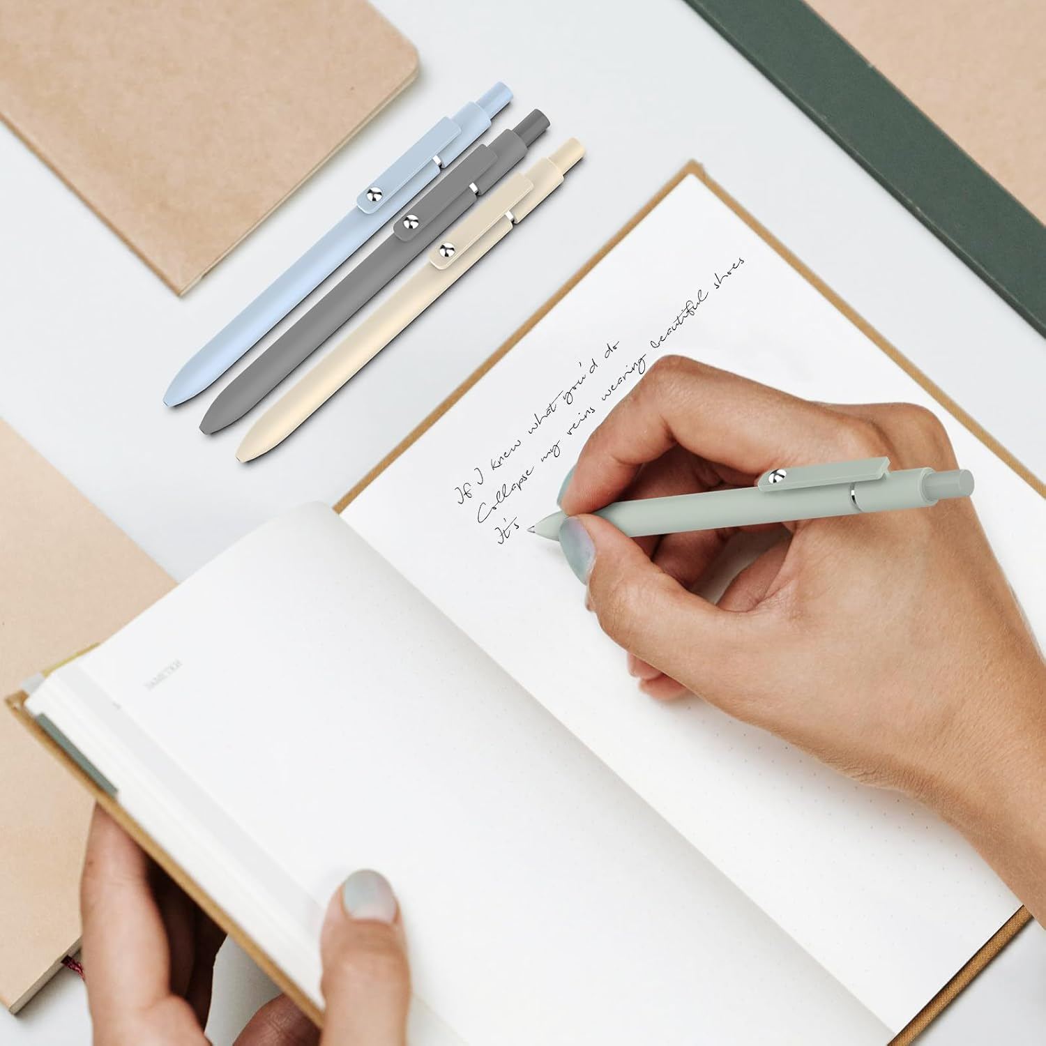 KIKISML Gel Pens, Gel Ink Rollerball Pen 5 Packs 0.5Mm Black Ink Pens Fine Point Smooth Writing Push Button Durable Clip Quick Dry for Office School Home Women Men Writing Diary Drawing Sketching image number 3