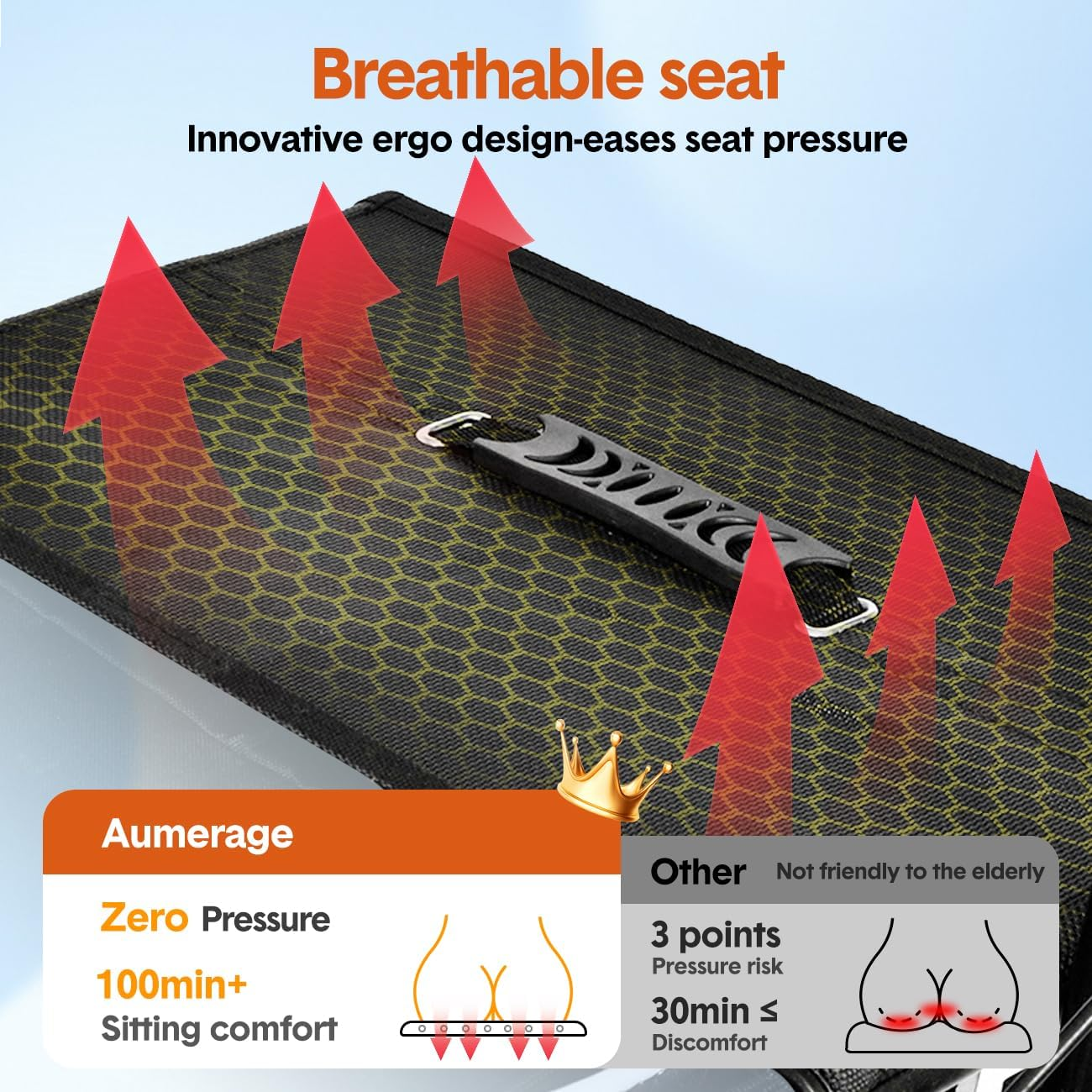 Rollator Walker with Seat, 4 Large Wheels, Height Adjustable Mobility Walking Aid Support for Senior, Foldable with Brakes Orange image number 2