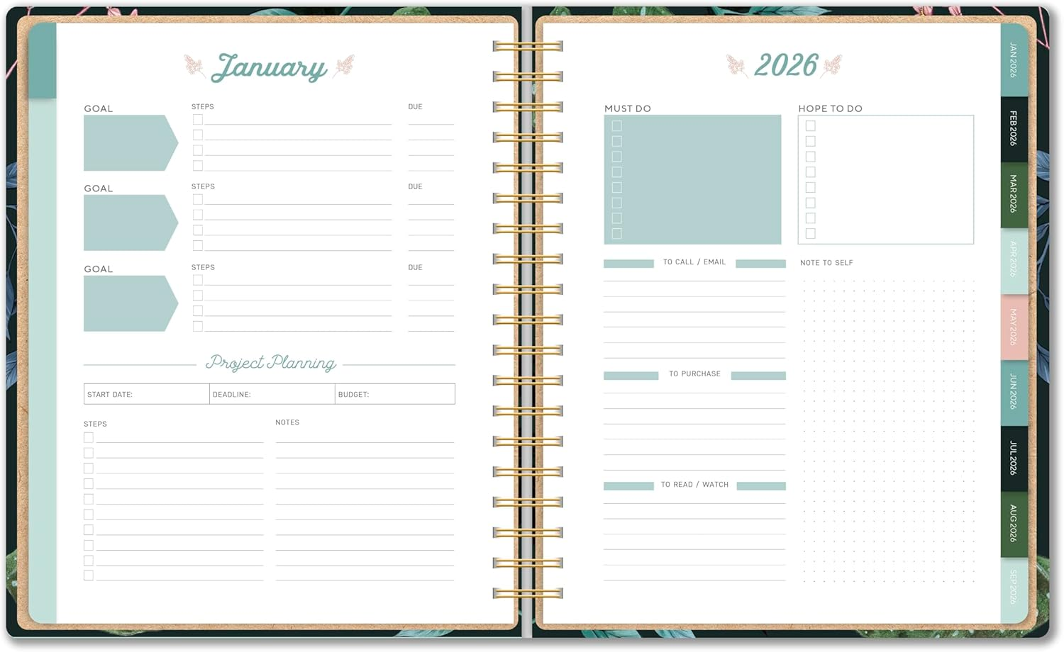 High Note 2026 Planner, 17-Month Weekly & Monthly Hardcover Planner by La Scarlatte: August 2025 to December 2026, 9" X 10" - Greenery - Fruits image number 4