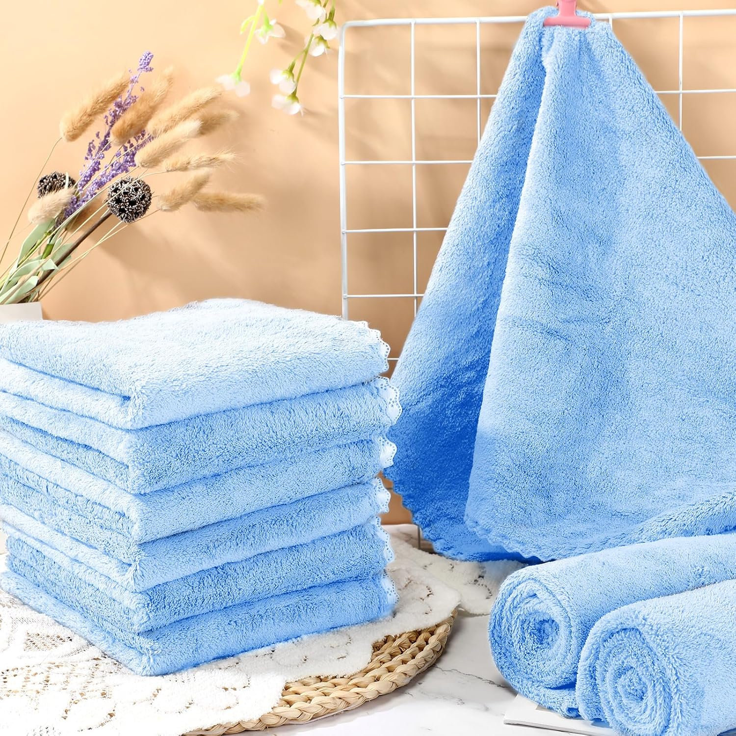 Panelee Pack of 10 Waterproof Guinea Pig Blankets, Washable Pet PIPI Underlay, Small Animal Sleeping Mat, Absorbent Reusable Guinea Pig Cage Inserts (Blue, 18 X 24 Inches) image number 4