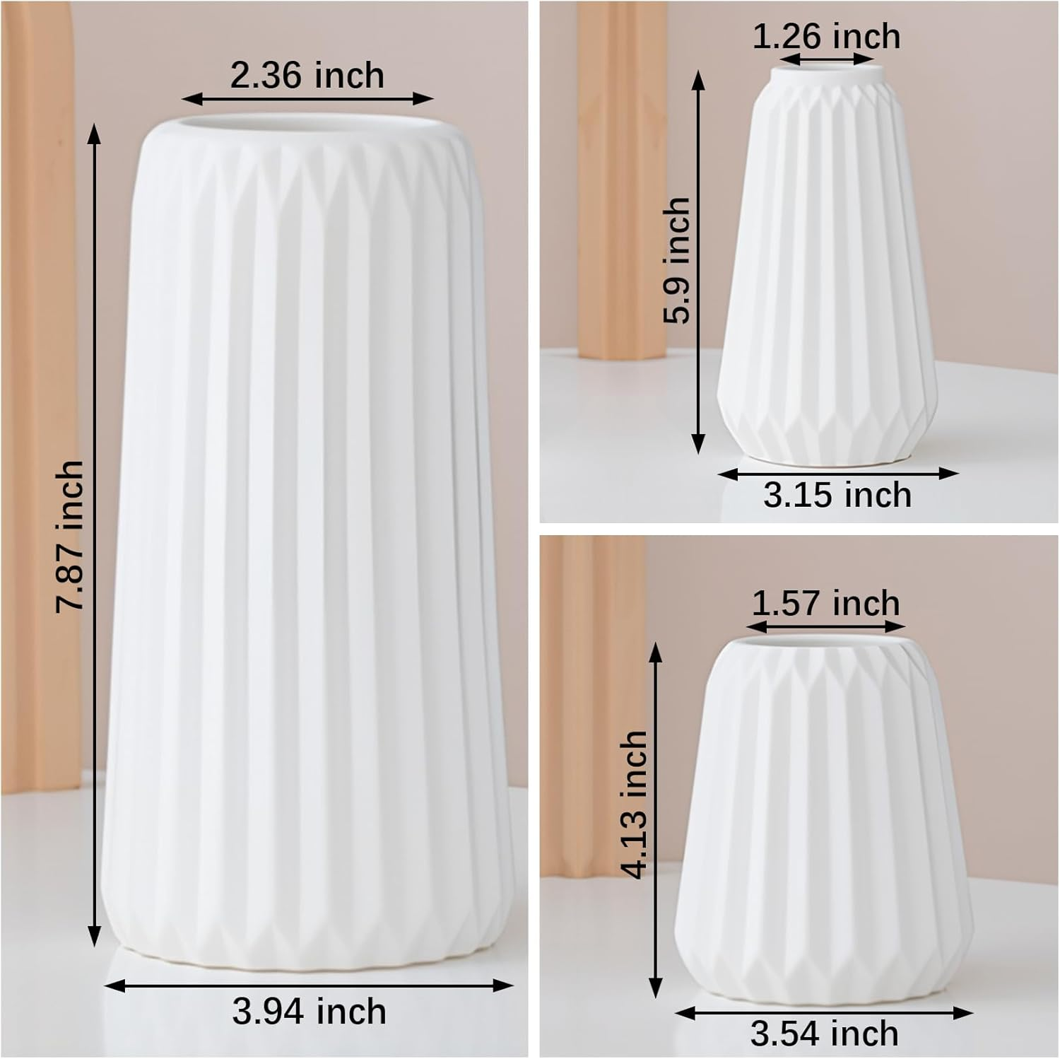 Ceramic Vases Set of 3, White Flower Vases for Home Decor, Modern Boho Farmhouse Style Centerpieces for Wedding, Table, Shelf, Office Decorations image number 3