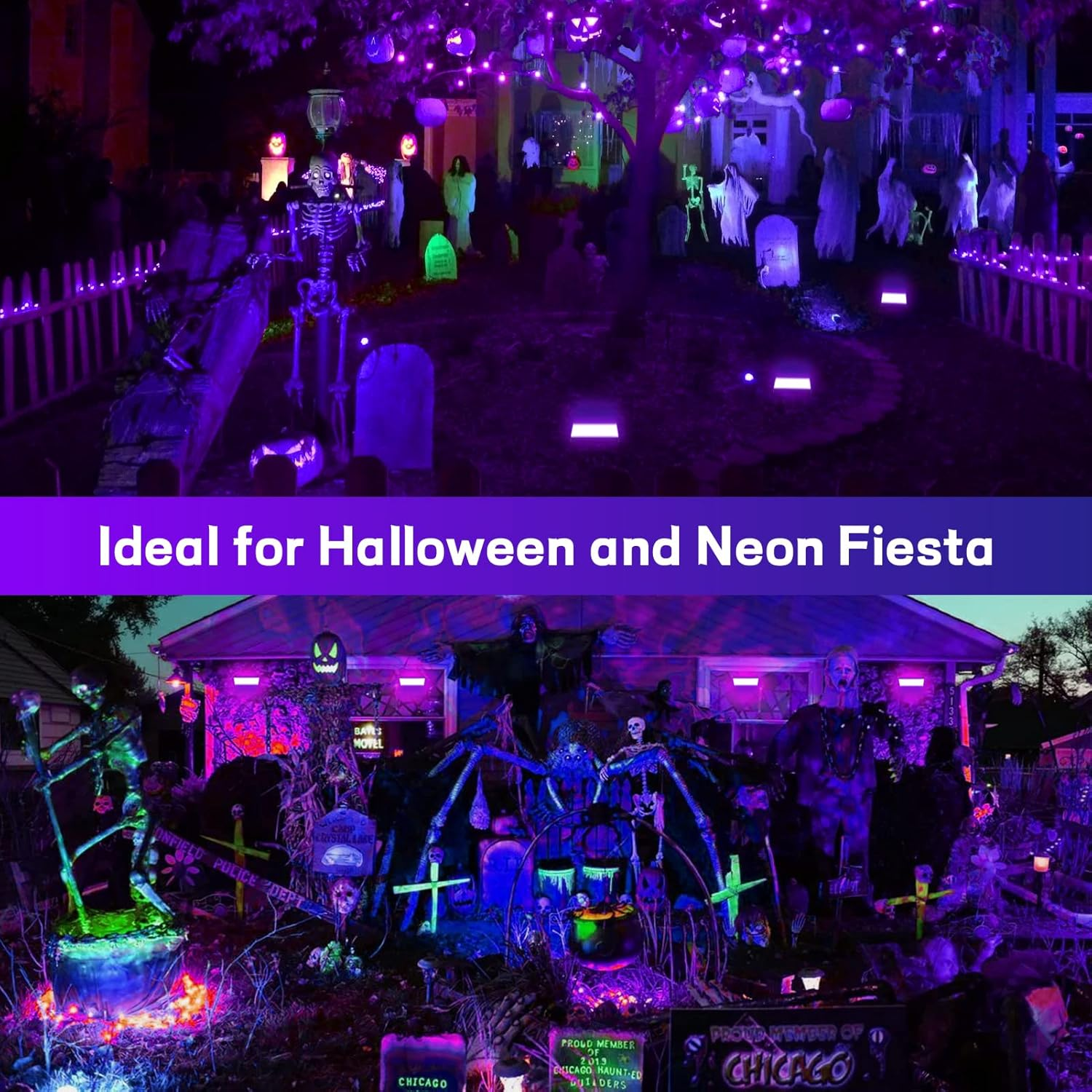 50W LED Black Light 2 Pack, Ultra Bright Blacklight Flood Light for Glow Party, Halloween, Body Paint & UV Decor - Glow in the Dark Effects, Slim Design with On/Off Switch image number 1